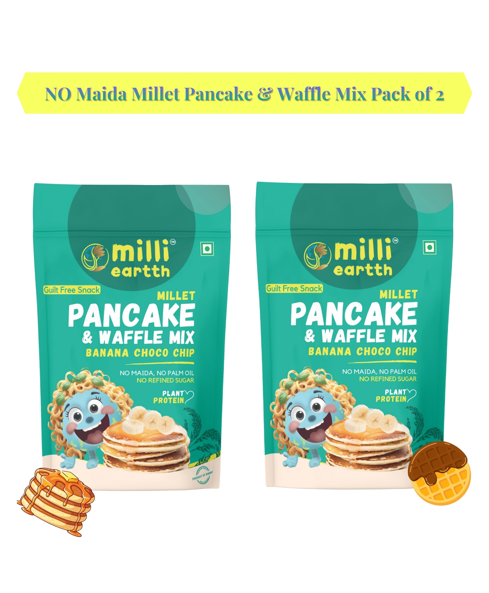 millieartth Millet Pancake & Waffle Mix- Banana Choco Chip (150gx2)-image-40