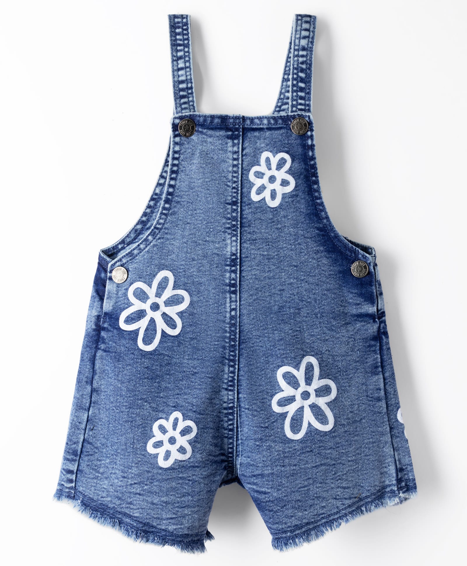 Kookie Kids Sleeveless Denim Dunageree with Floral Print - Light Blue-image-31