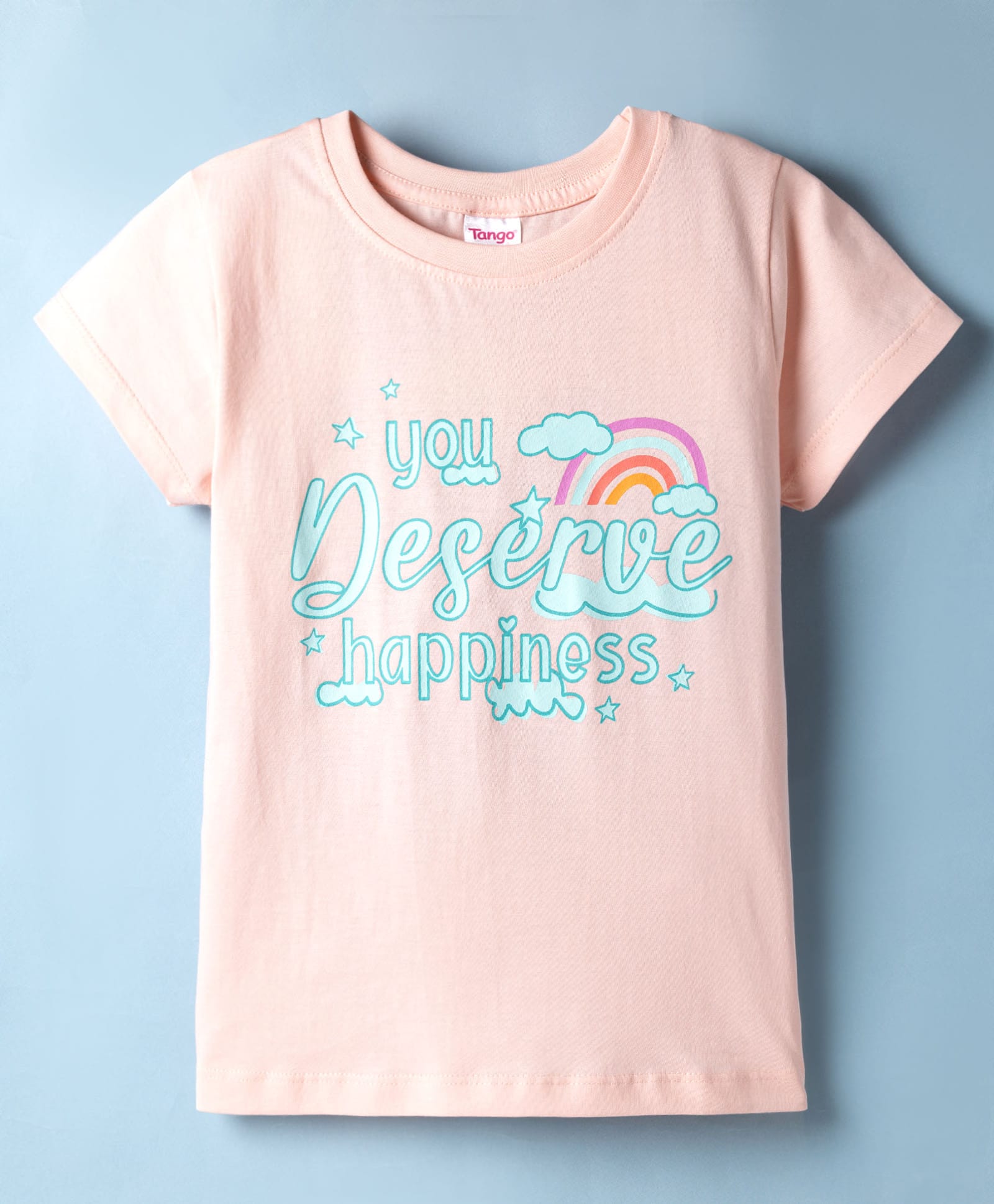 Tango Single Jersey Knit Half Sleeves T-Shirt with Text Print - Peach-picture-16