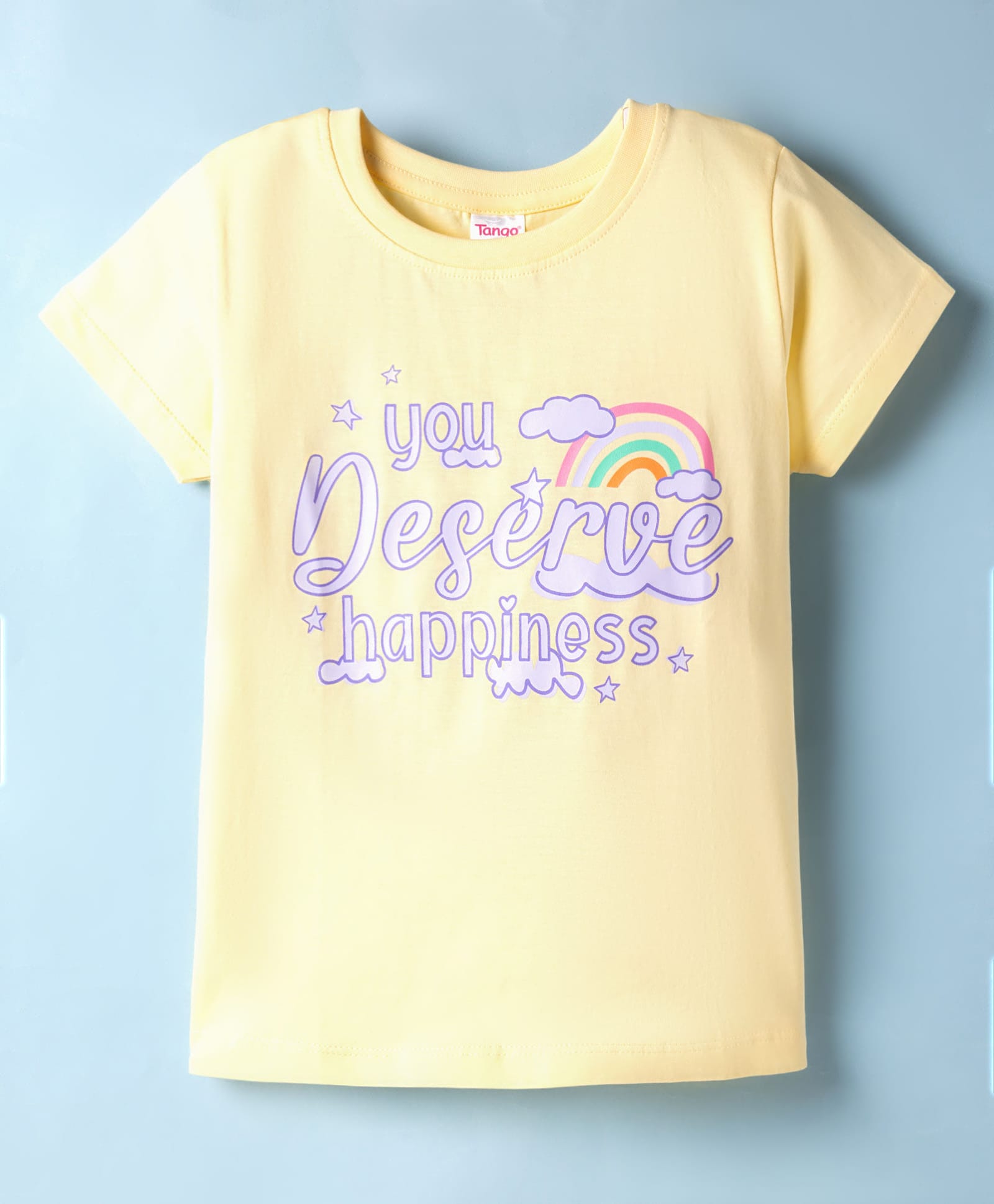Tango Single Jersey Knit Half Sleeves T-Shirt with Text Print - Yellow-picture-14