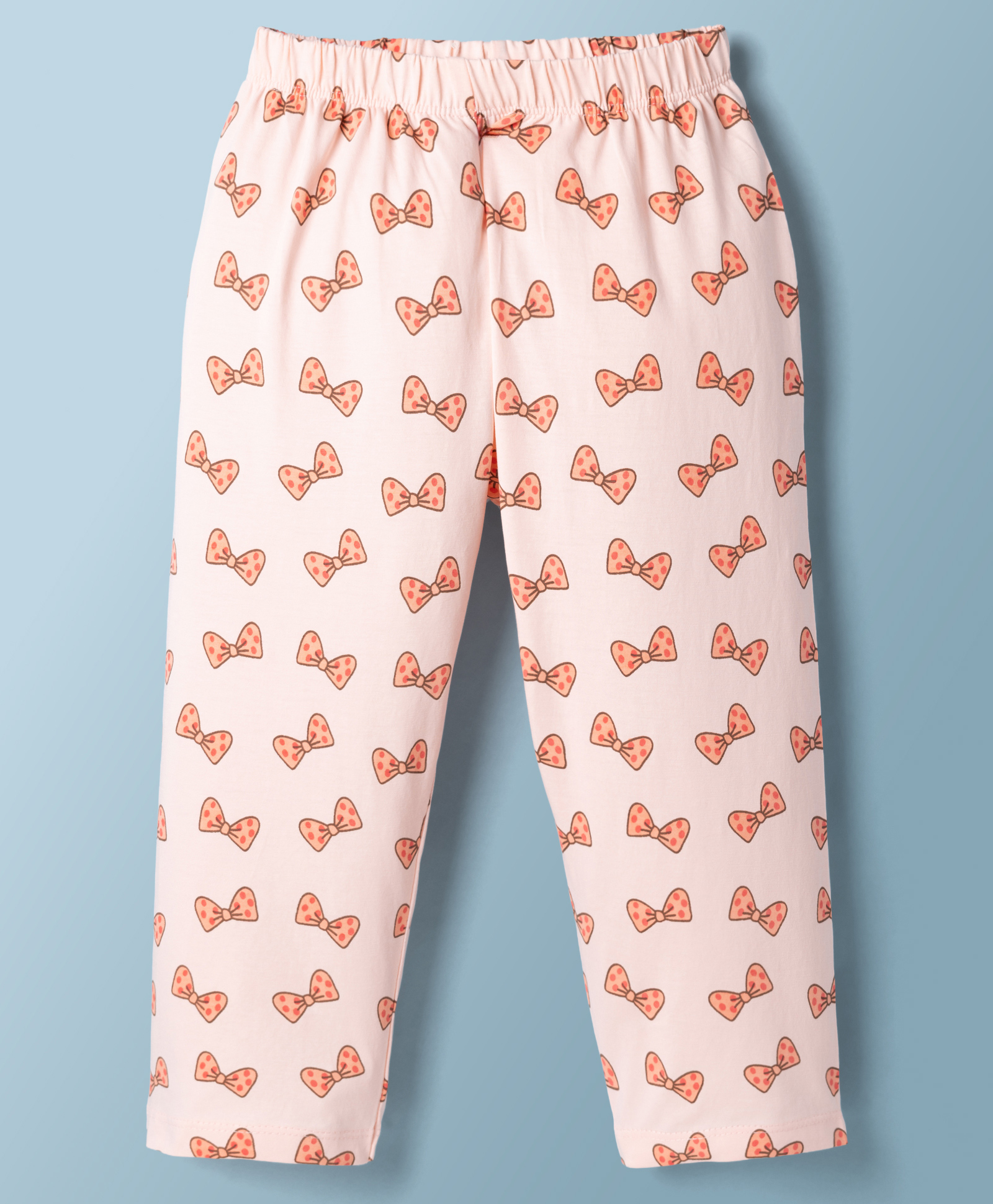 Tango Single Jersey Knit Bow Printed Three Fourth Leggings - Peach-picture-27