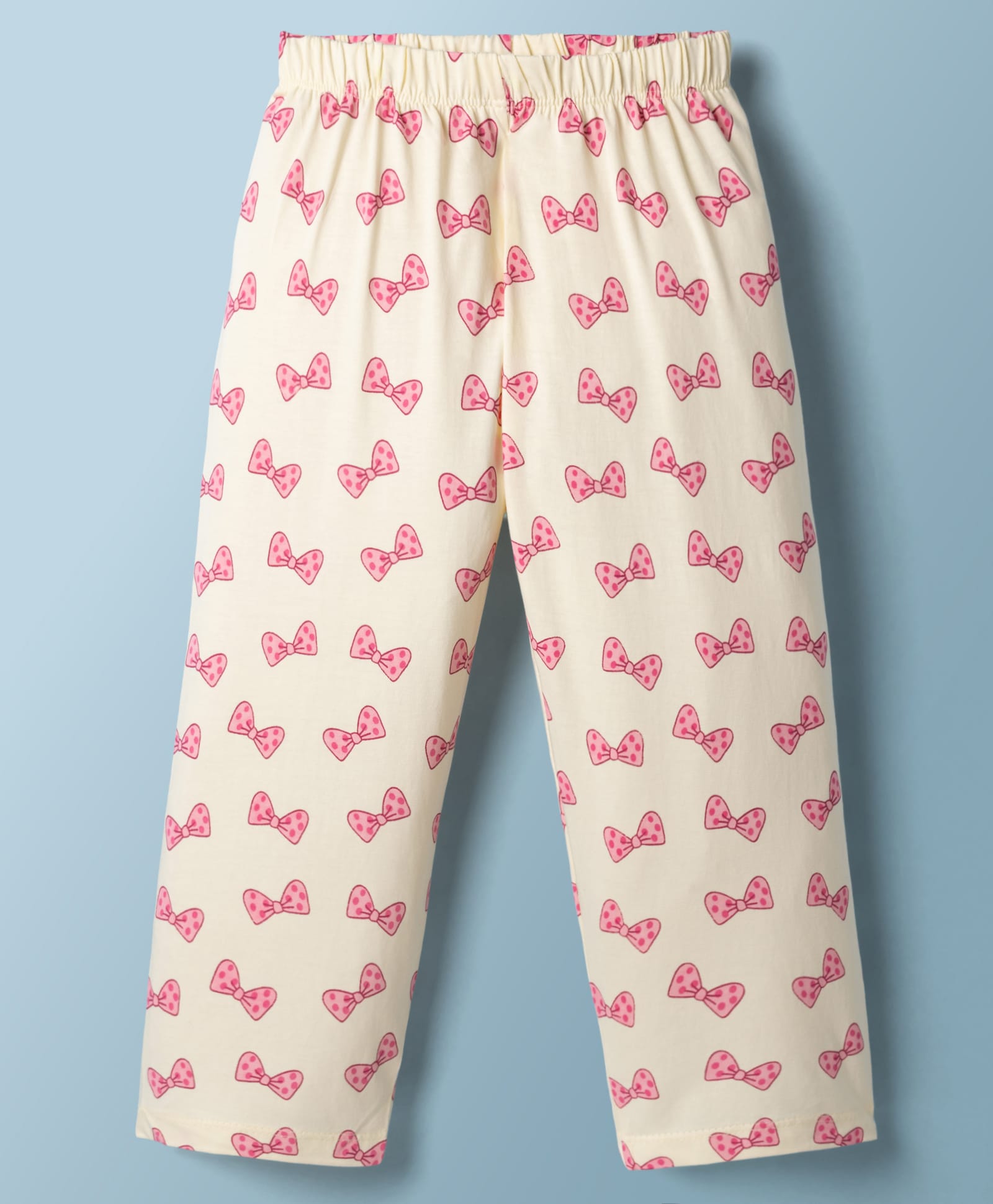 Tango Single Jersey Knit Bow Printed Three Fourth Leggings - Cream-picture-26