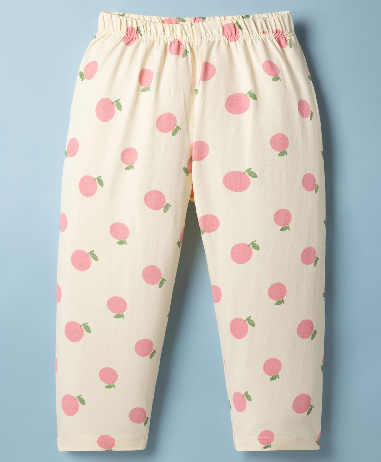 Tango Single Jersey Knit Tropical Theme Printed Three Fourth Leggings - Cream-picture-20