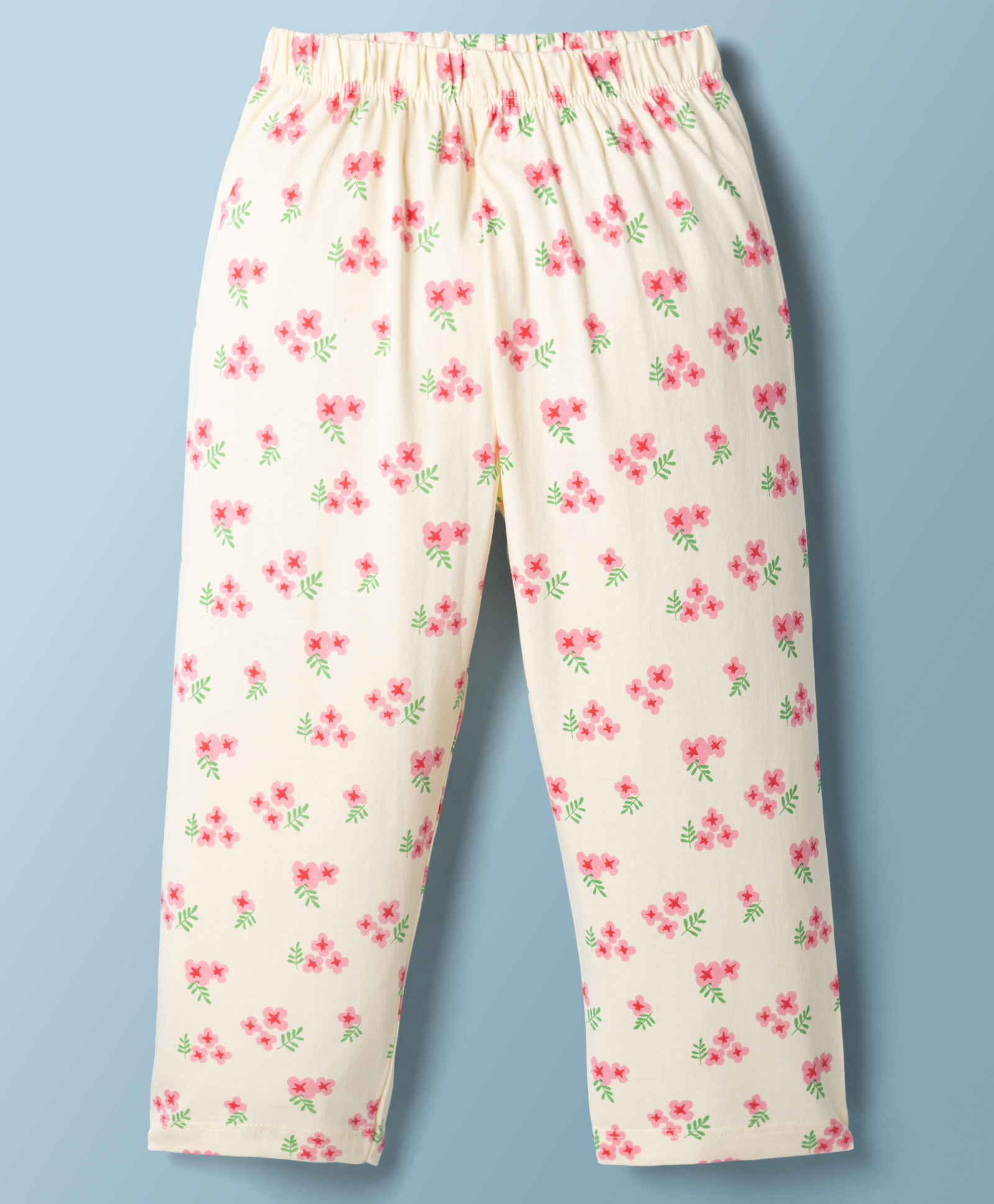 Tango Single Jersey Knit Floral Printed Three Fourth Leggings - Cream-picture-20