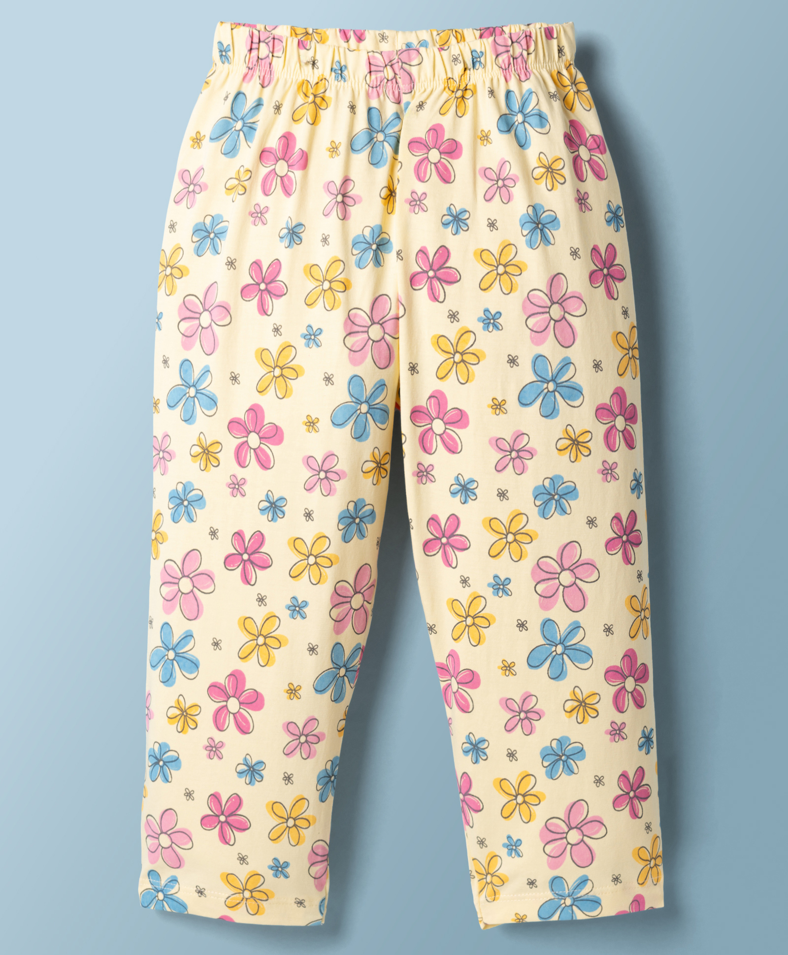 Tango Single Jersey Knit Floral Printed Three Fourth Leggings - Yellow-image-41