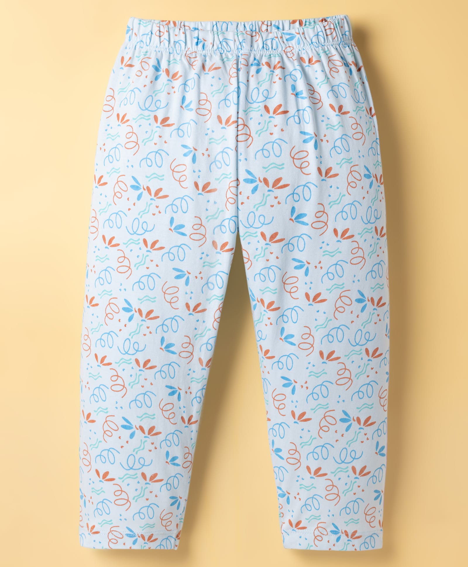 Tango Single Jersey Knit Floral Printed Three Fourth Leggings - Light Blue-picture-11