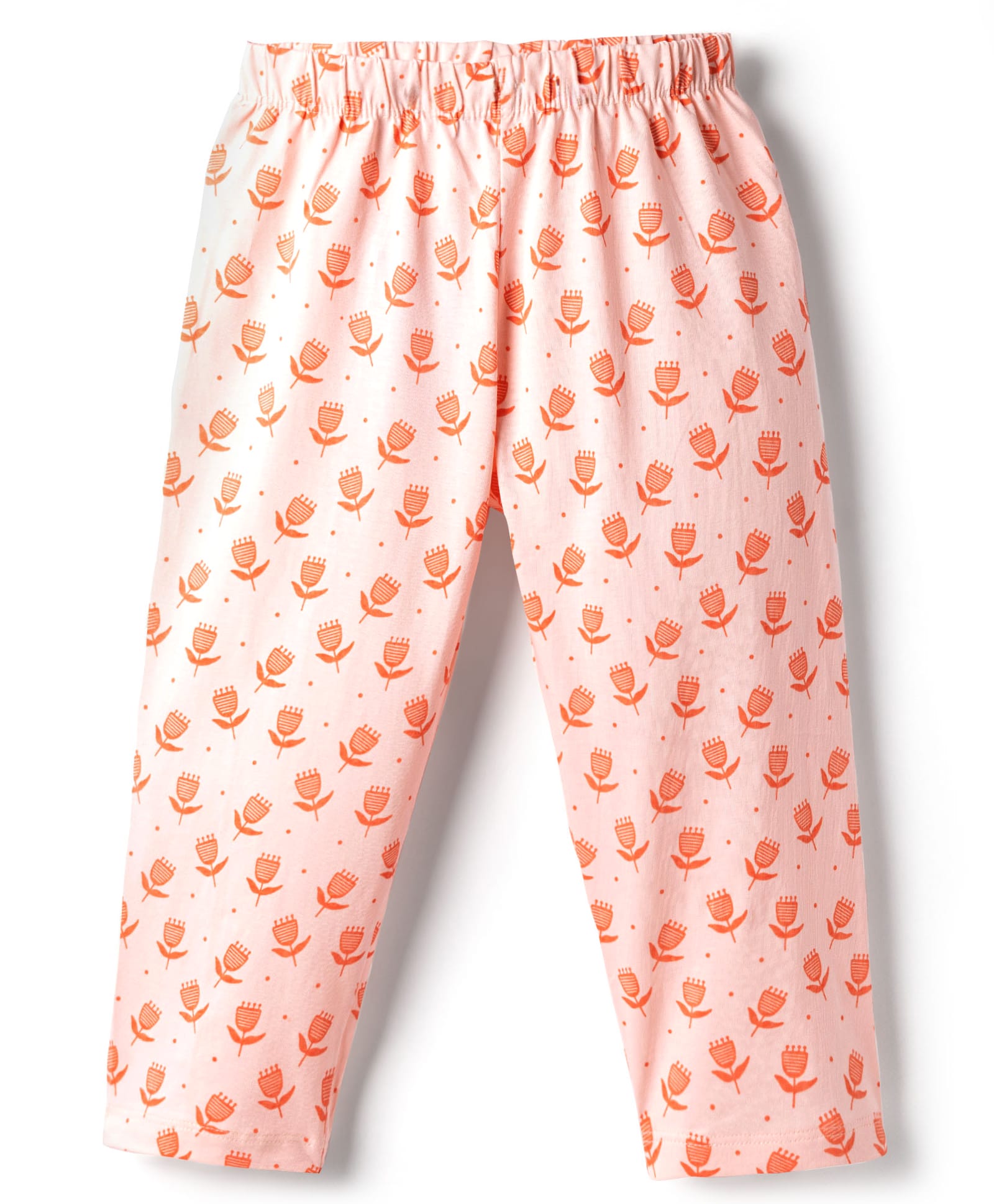 Tango Single Jersey Knit Floral Printed Three Fourth Leggings - Peach-picture-16