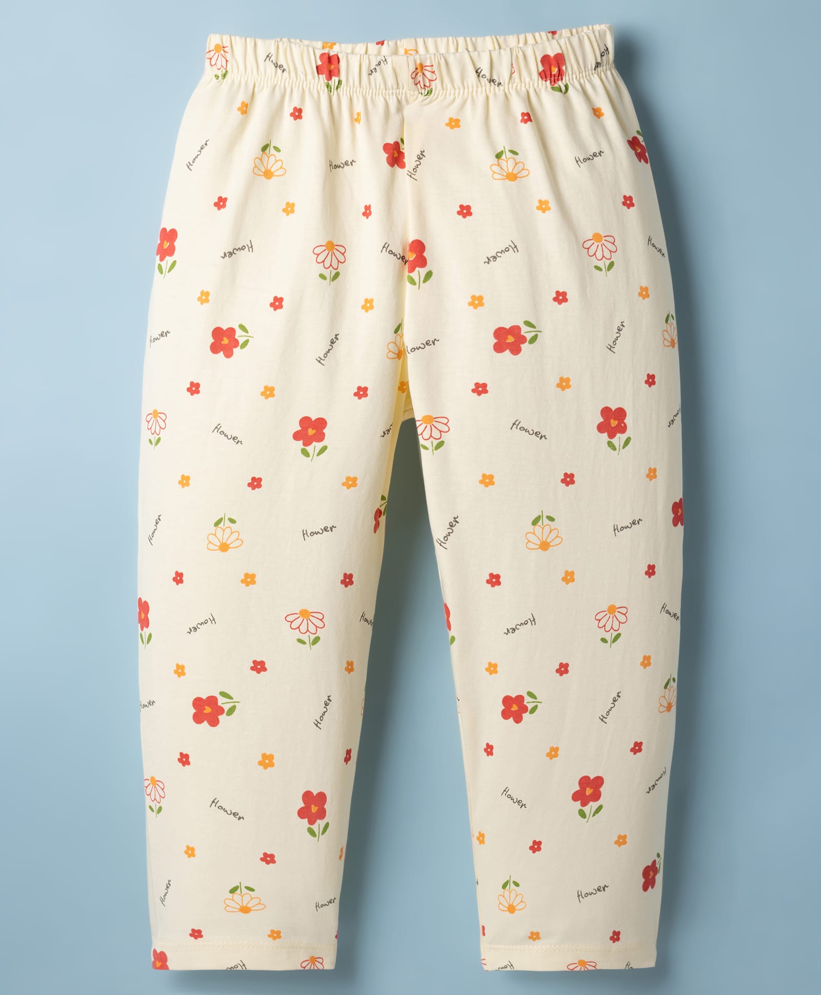 Tango Single Jersey Knit Floral Printed Three Fourth Leggings - Cream-picture-19