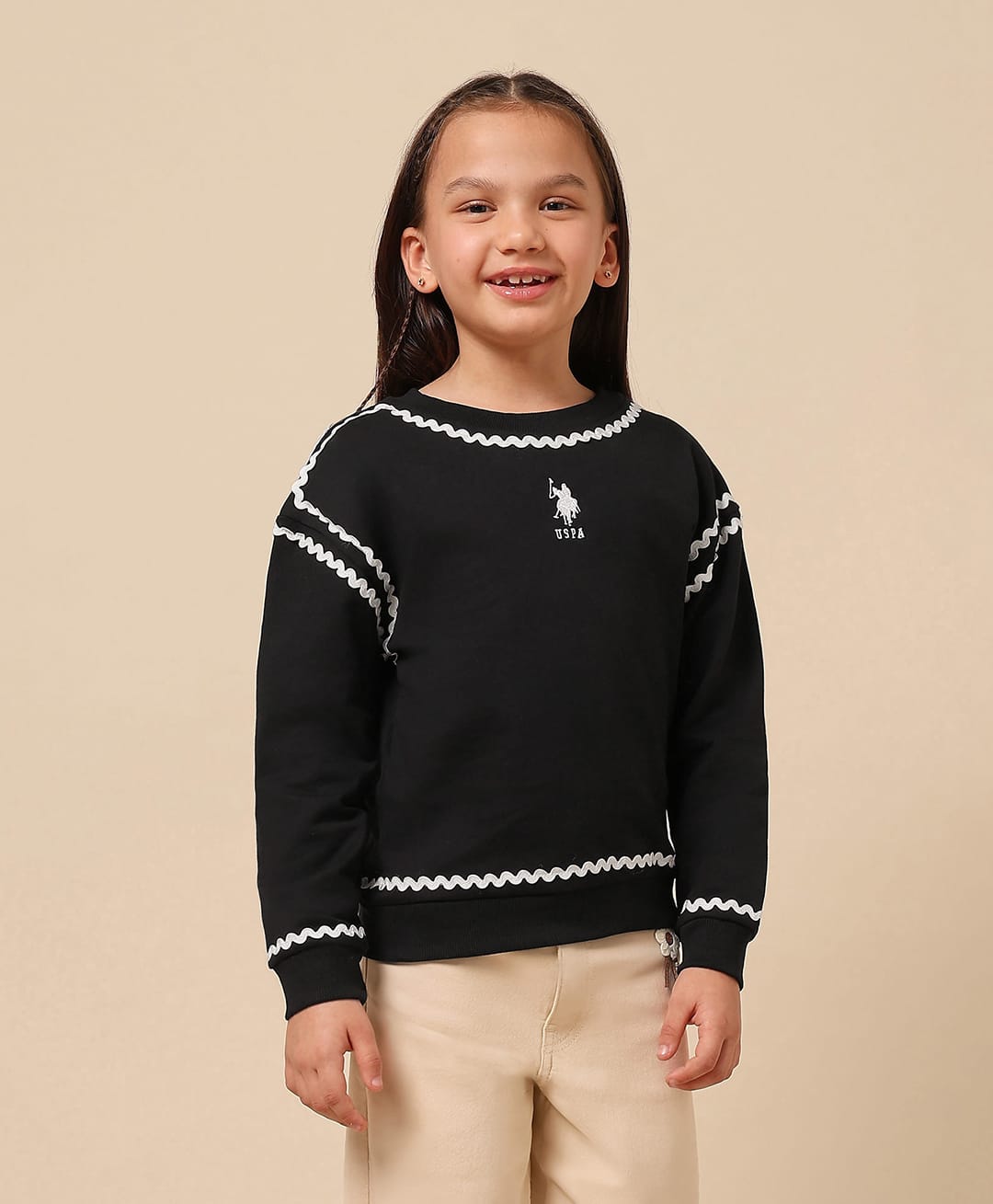 US Polo Assn Knit Full Sleeves Sweatshirt with Brand Logo Embroidery - Black-picture-16