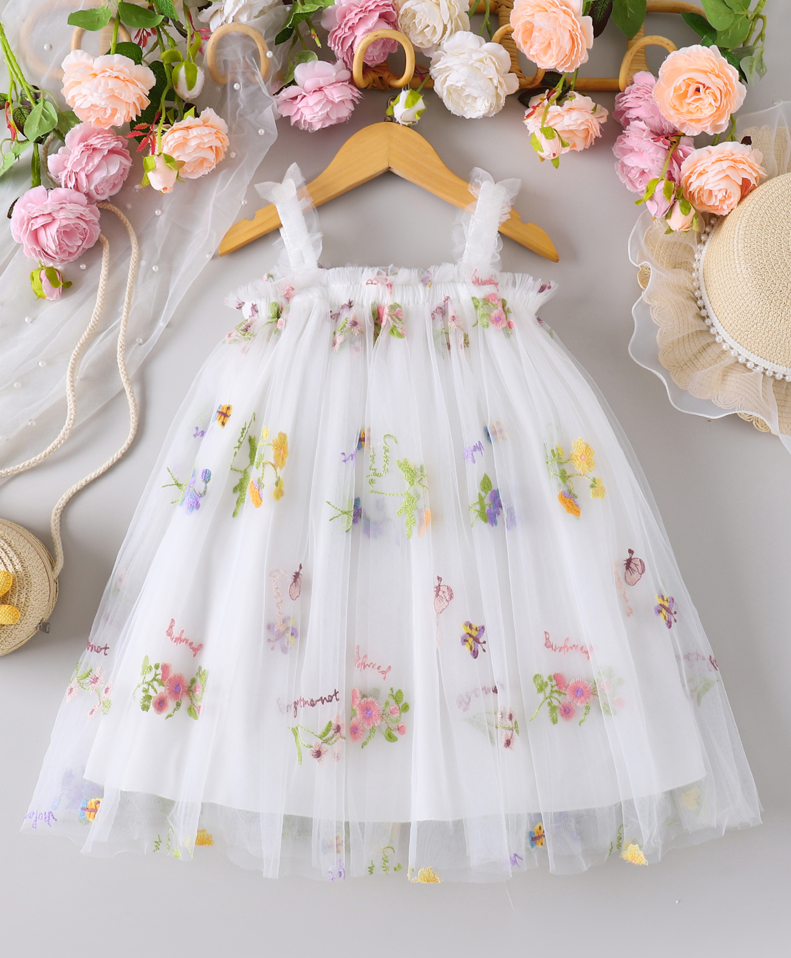 Mark & Mia Sleeveless Floral Embroidered A Line Party Dress - White-image-5