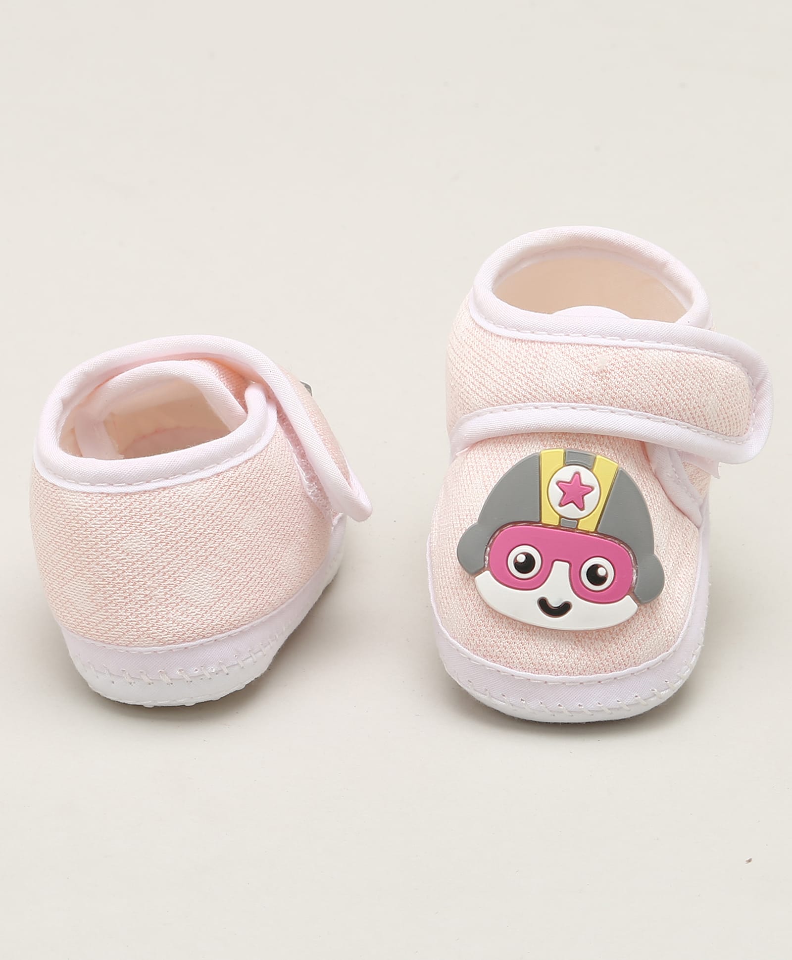 KIDSUN Cartoon Applique Detailed Velcro Closure Anti Skid Booties - Peach-picture-23