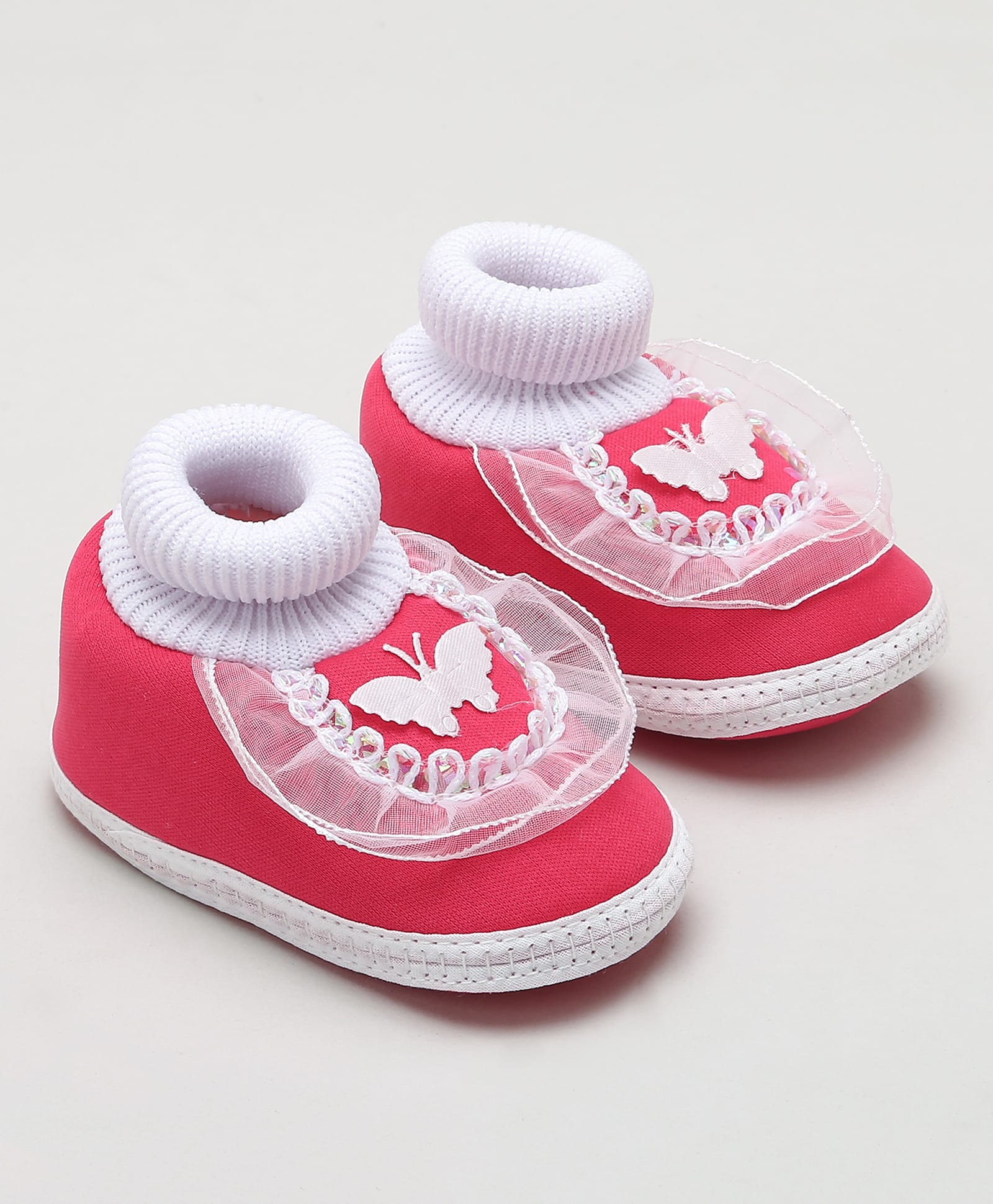 KIDSUN Butterfly Applique Frill Detailed Booties - Dark Pink-image-46