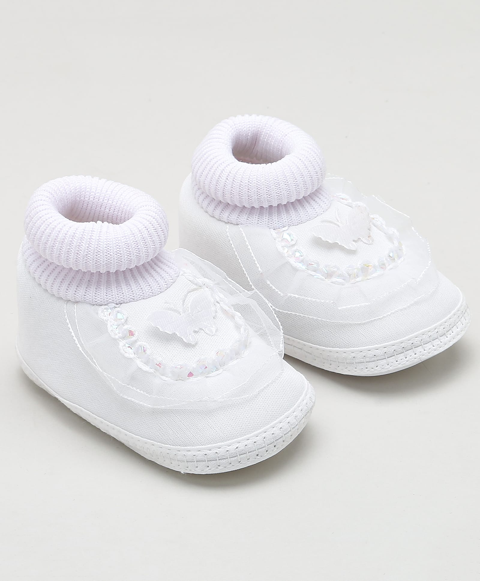 KIDSUN Butterfly Applique Frill Detailed Booties - White-image-42