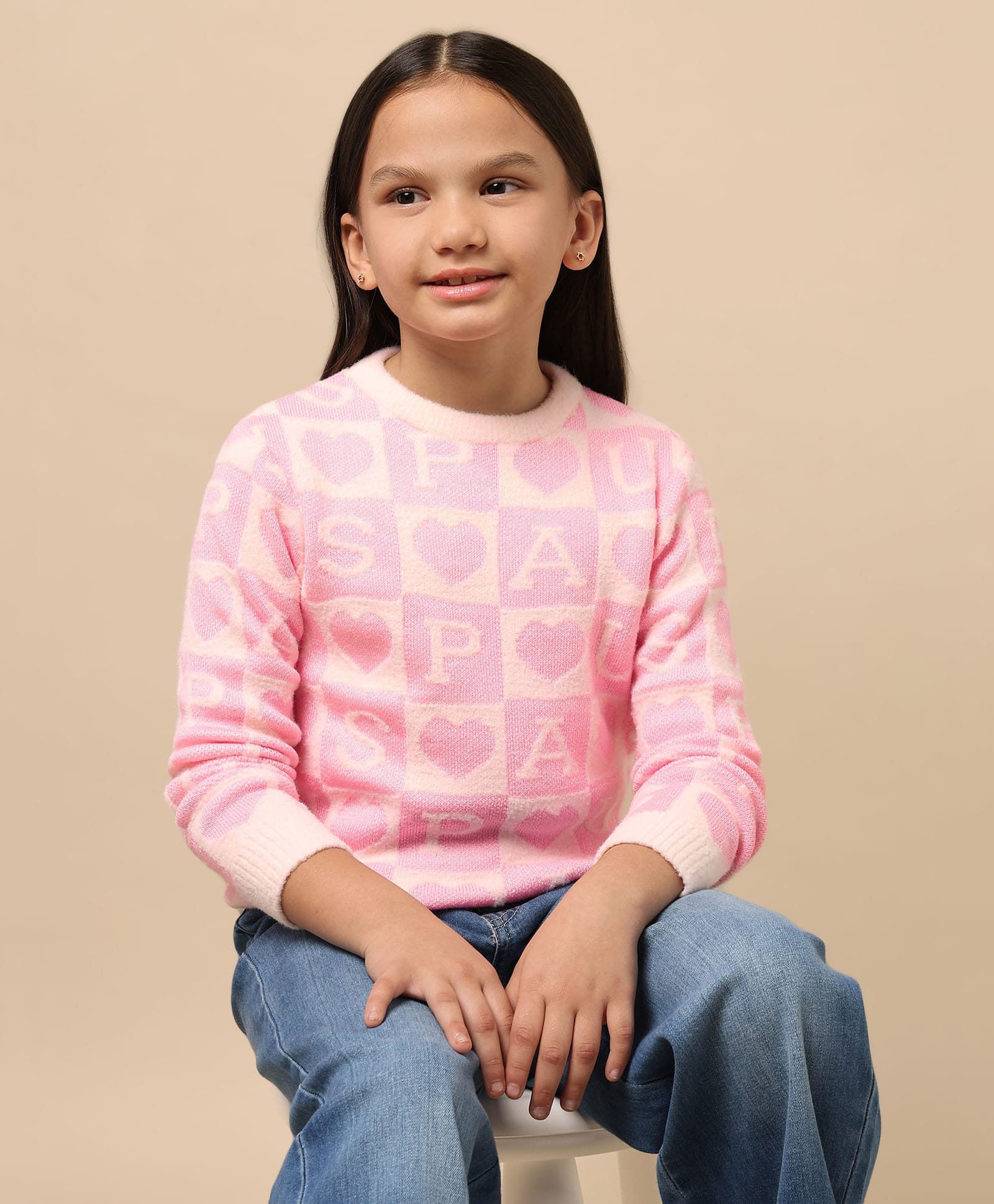 US Polo Assn Pullover Sweater With Text Design - Light Pink-image-49