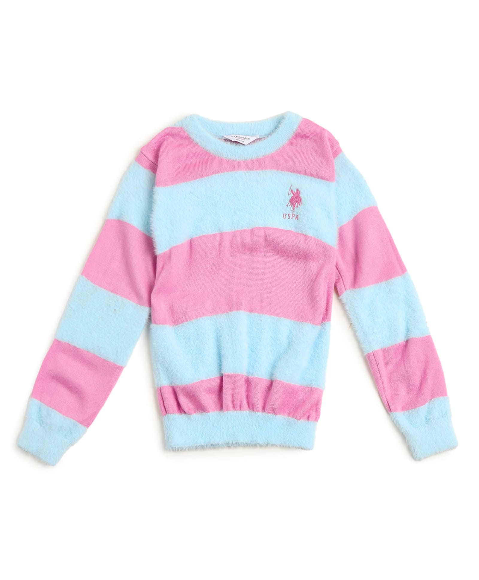 US Polo Assn Knit Pullover Sweater With Stripes - Light Pink-image-7