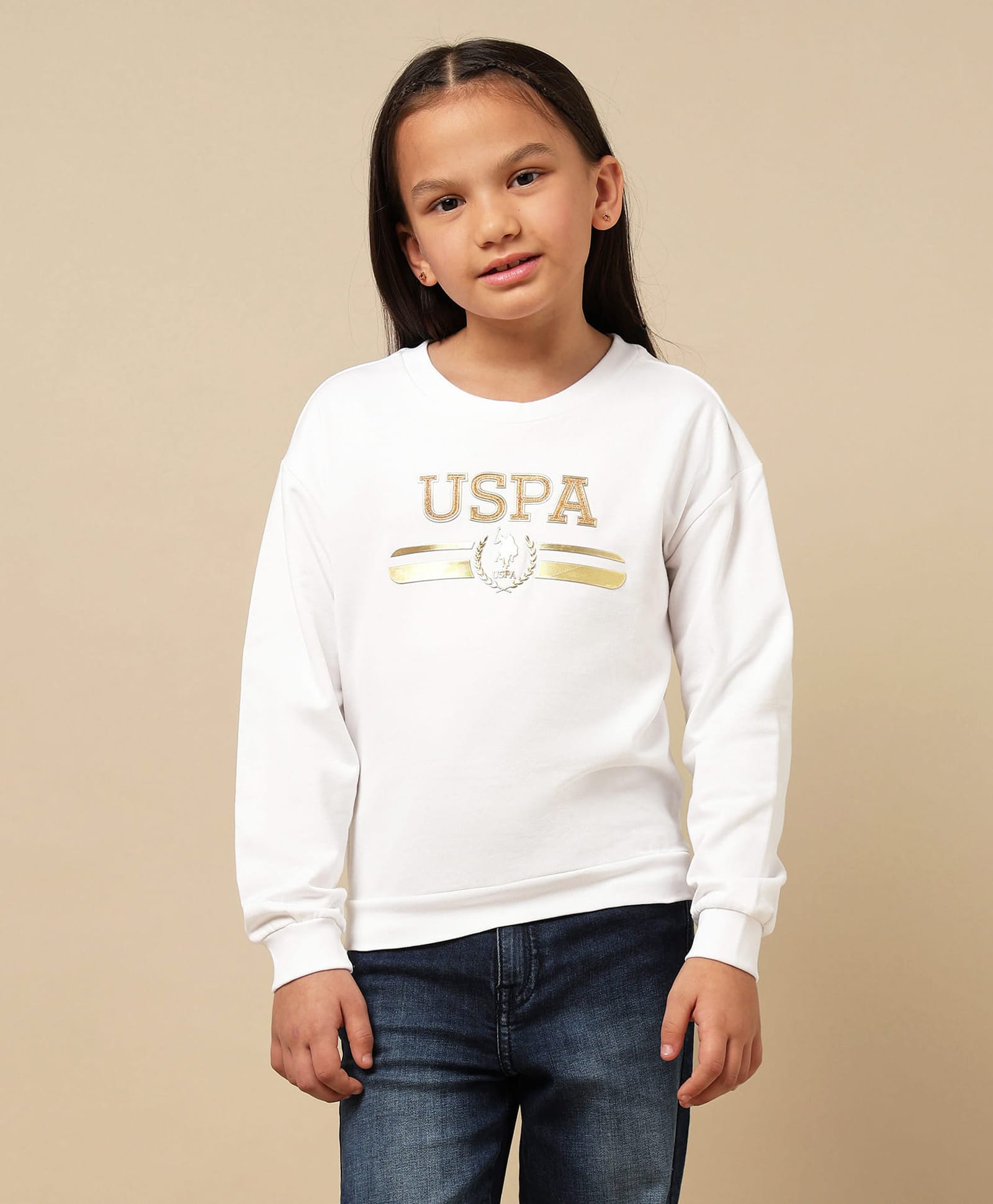 US Polo Assn Cotton Knit Full Sleeves Sweatshirt with Brand Name Print - White-image-47