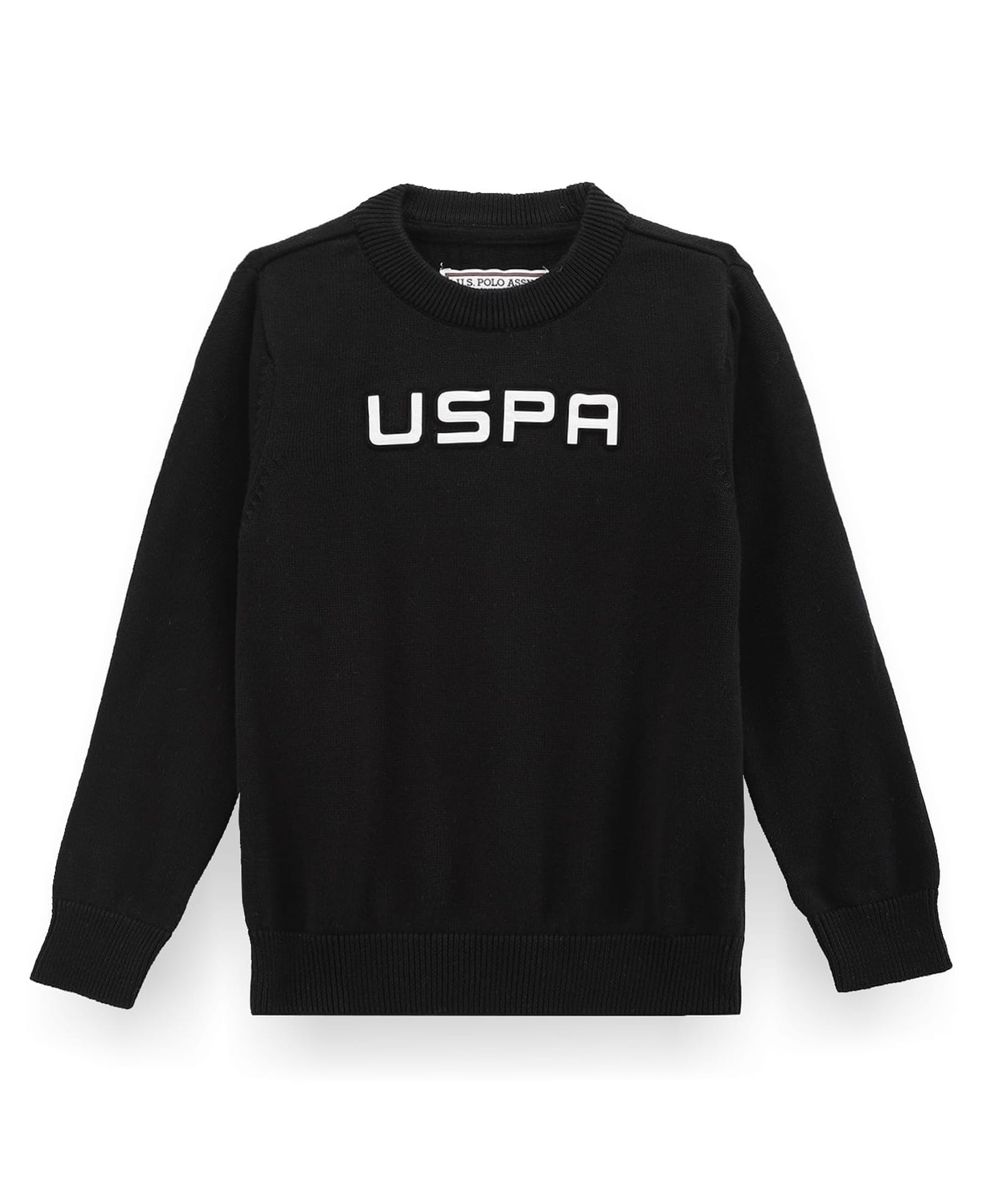 US Polo Assn Cotton Woven Full Sleeves Pullover Sweater With Brand Embroidery - Black-image-33