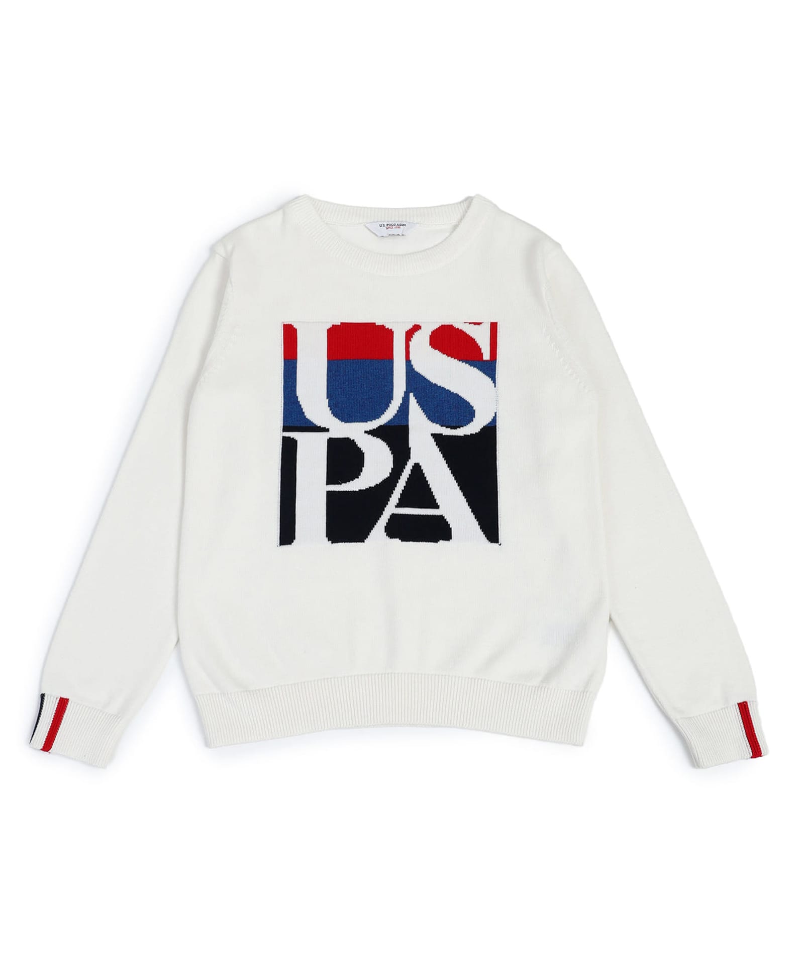 US Polo Assn Cotton Woven Full Sleeves Pullover Sweater With Brand Design - White-picture-44