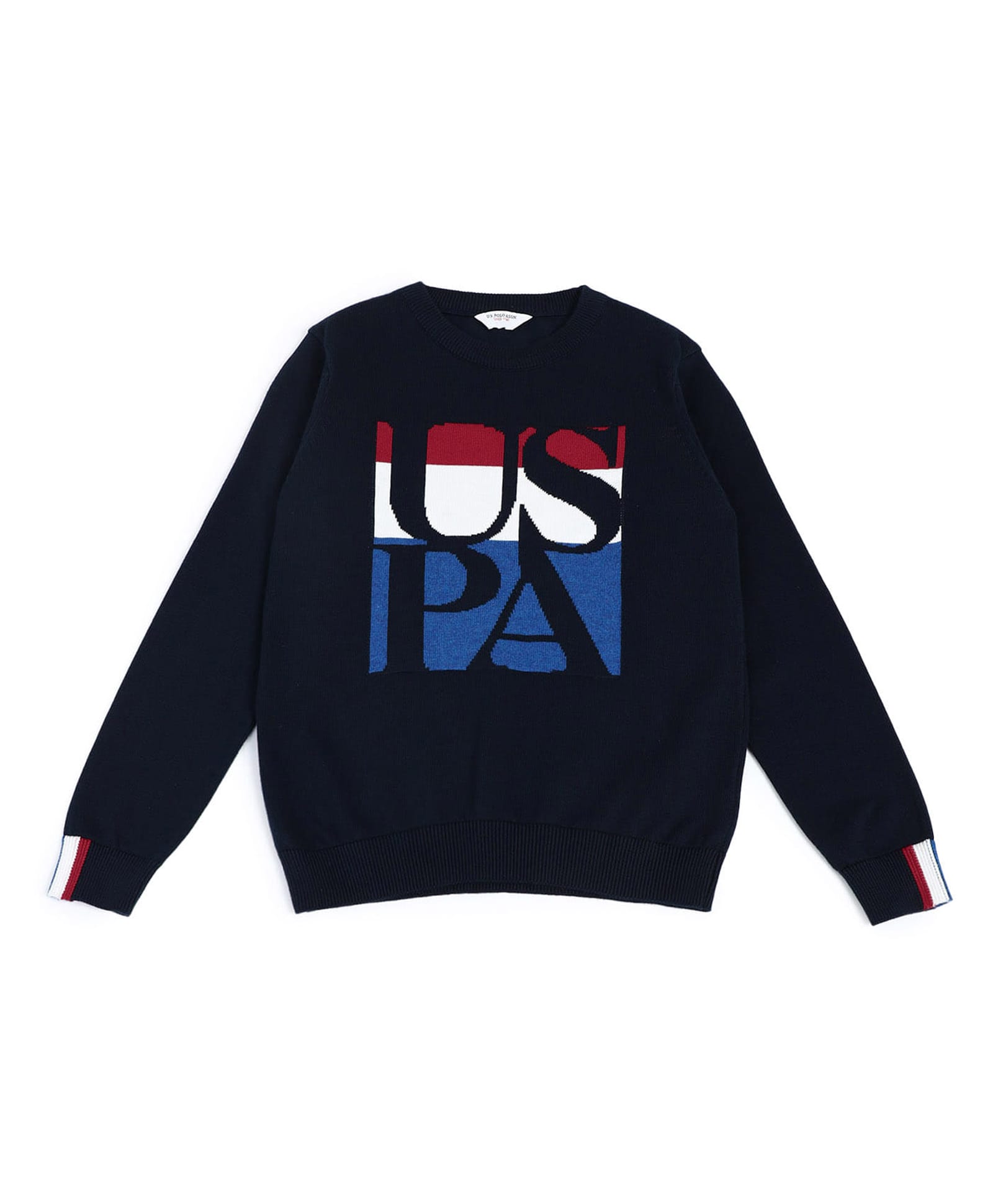 US Polo Assn Cotton Woven Full Sleeves Pullover Sweater With Text Print - Navy Blue-picture-16