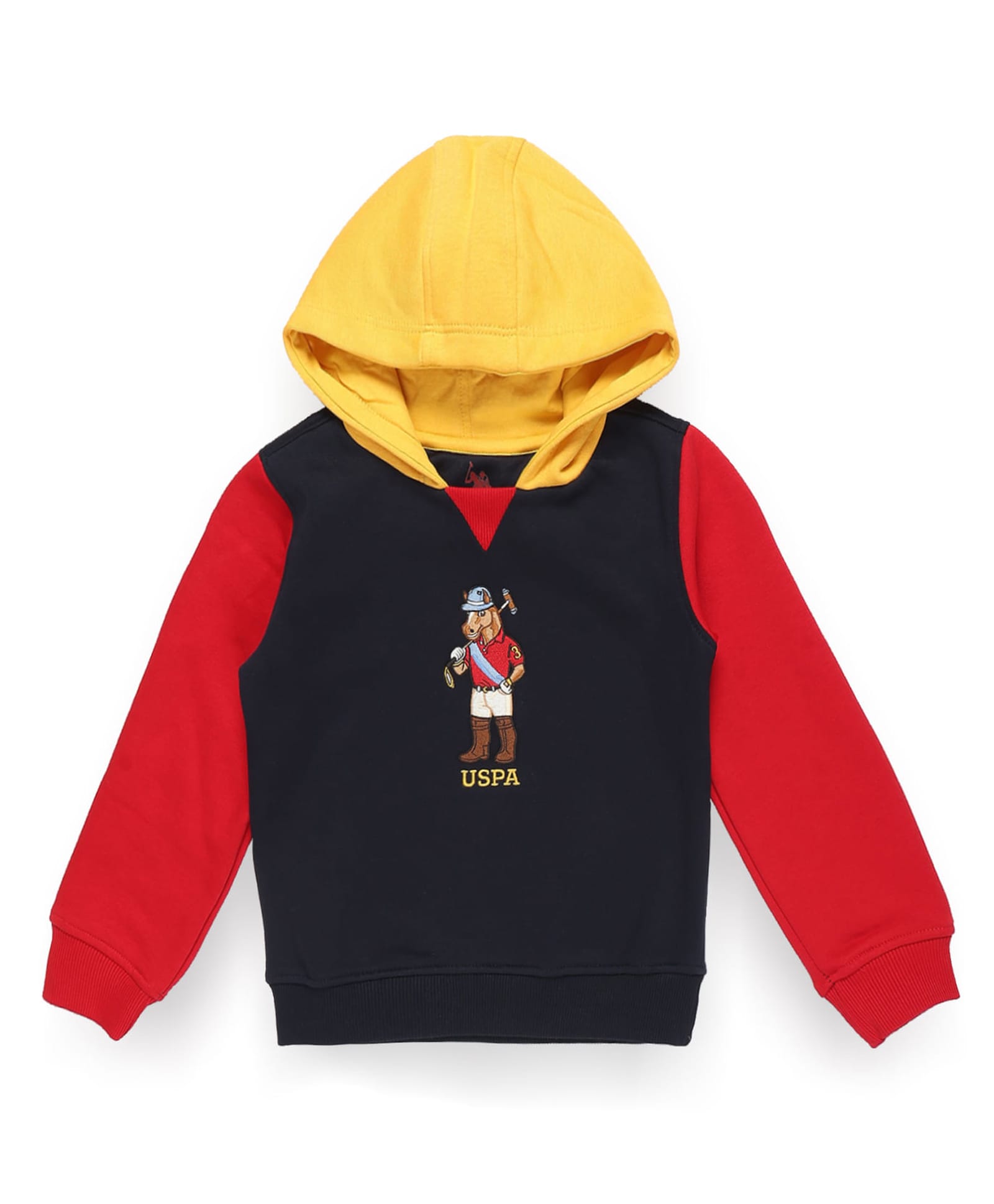 US Polo Assn Knit Full Sleeves Hooded Sweatshirt with Brand Logo Print - Nay Blue-picture-20