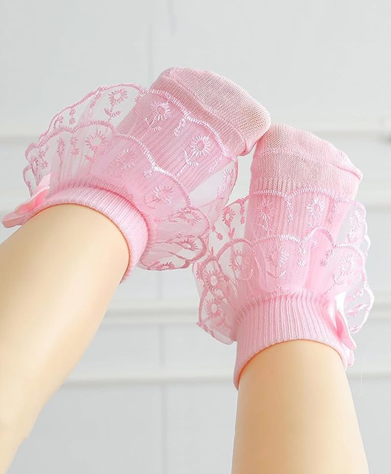 Akinos Kids Breathable Lace Detailed Socks - Light Pink-image-26