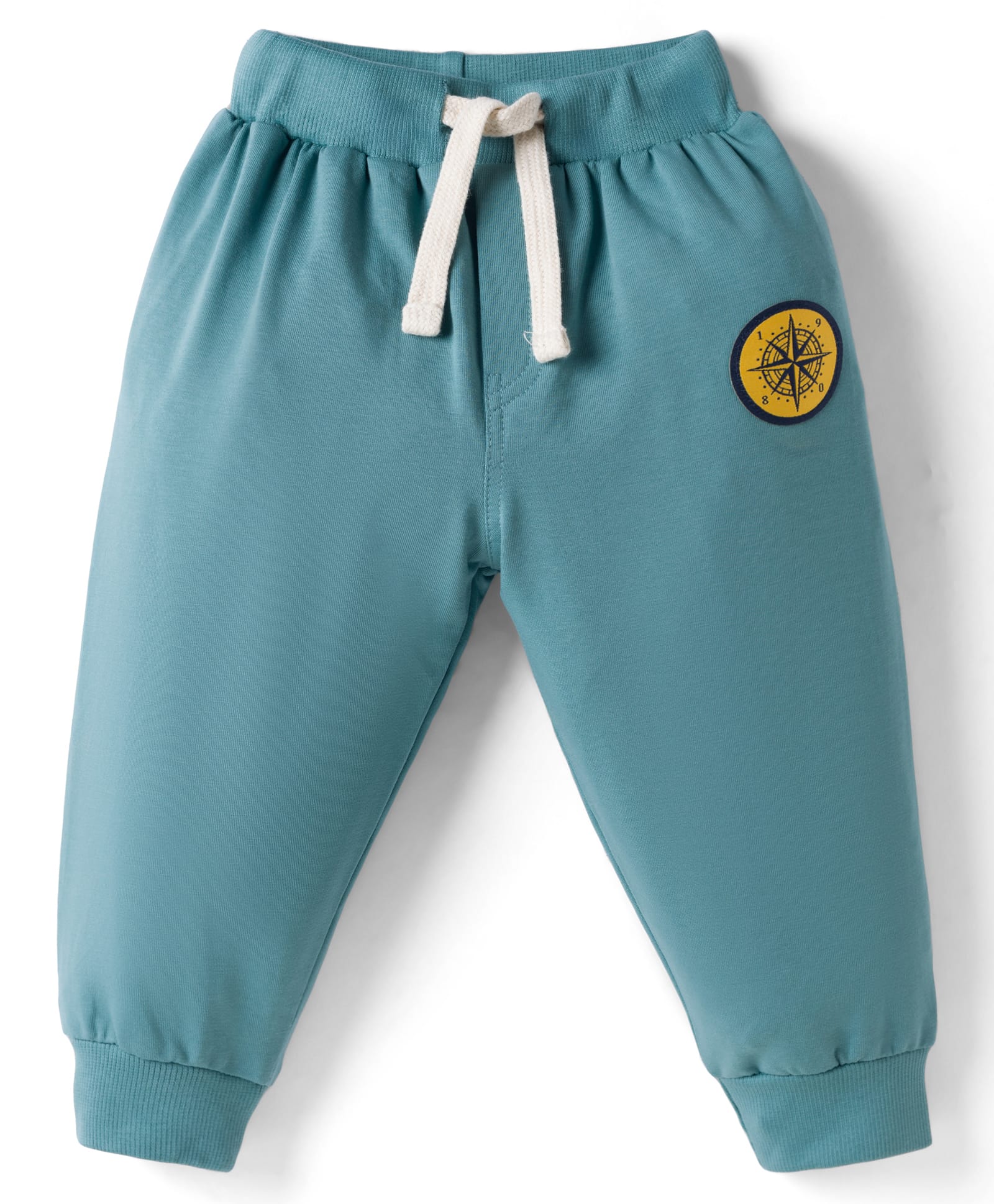 Ollypop Looper Knit Full Length Lounge Pant with Compass Patch Detailing - Teal Blue-picture-28