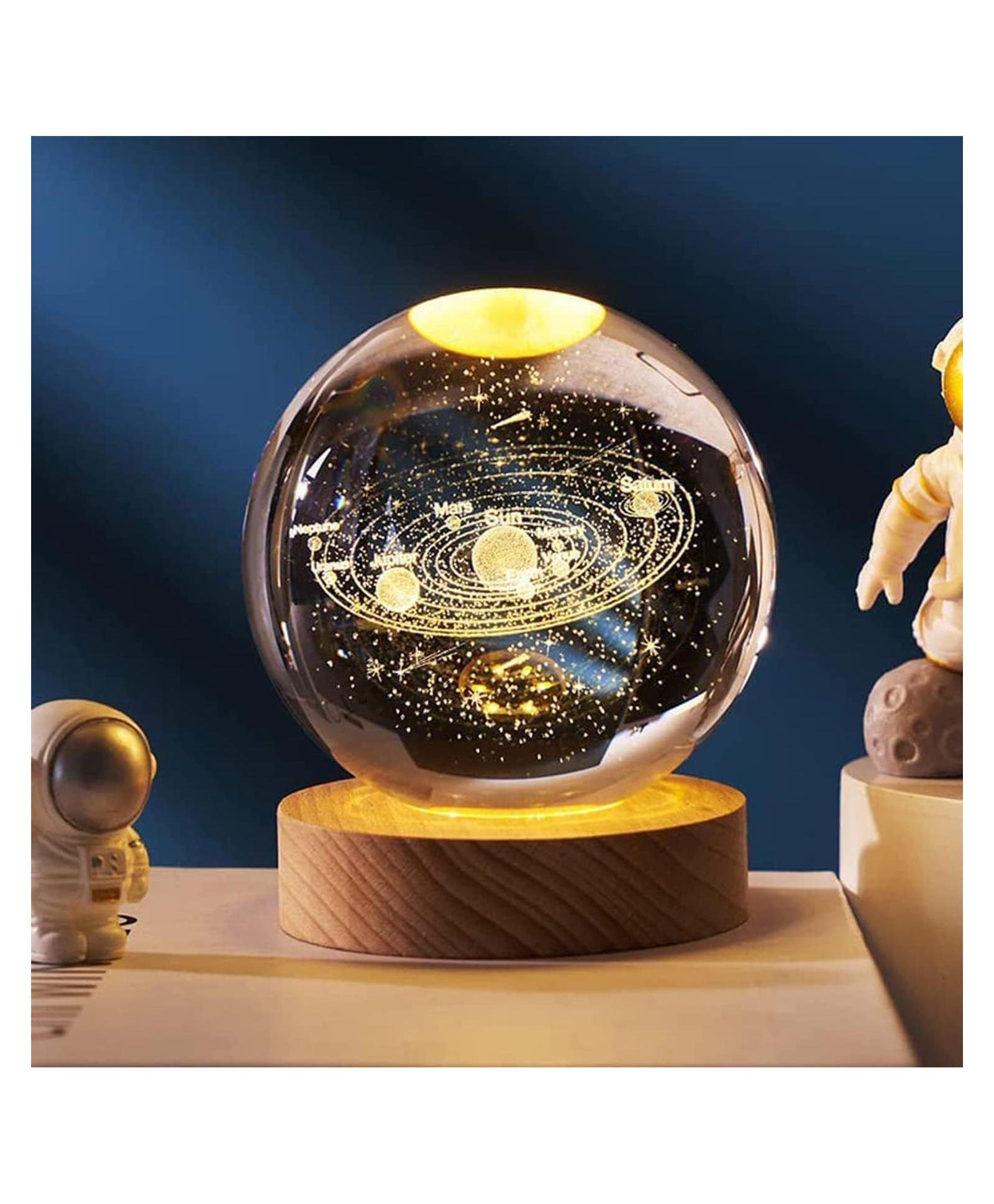 Chocozone Crystal Ball Night Light, 2.4Inch Glass Ball Night Lamp Table Lamp for Bedroom Decorative Items for Home-picture-14