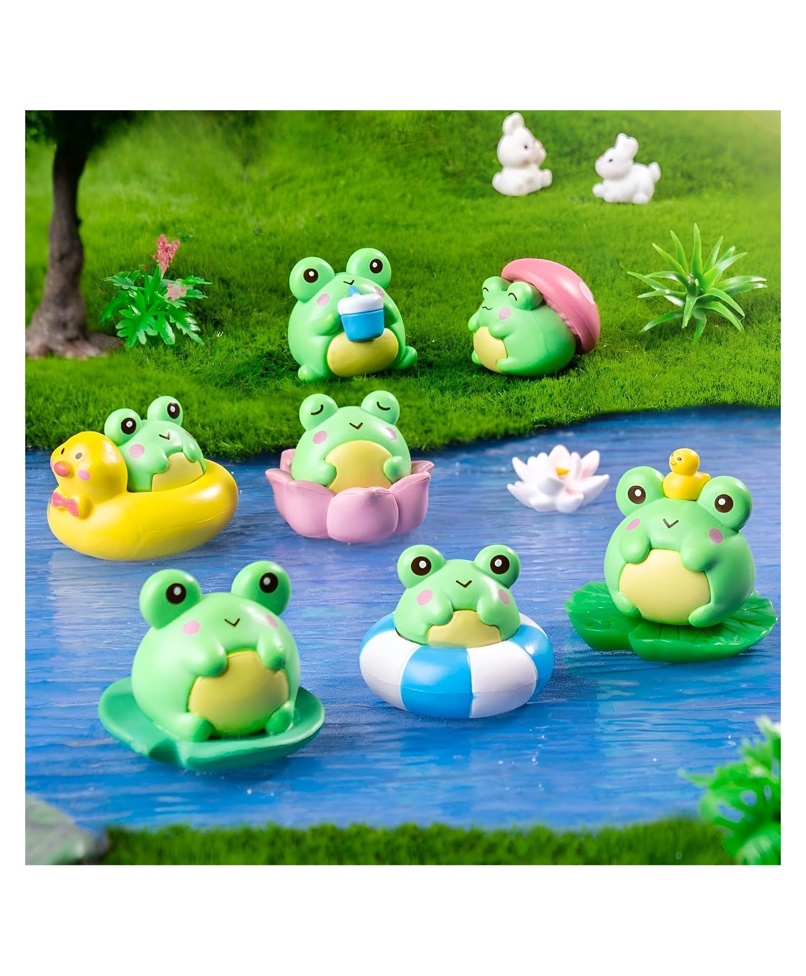 Chocozone Pack of 8 Cute Frog Miniatures Garden Decoration Gifts Home Decor Fairy Garden Decor Landscape Decorations-image-14