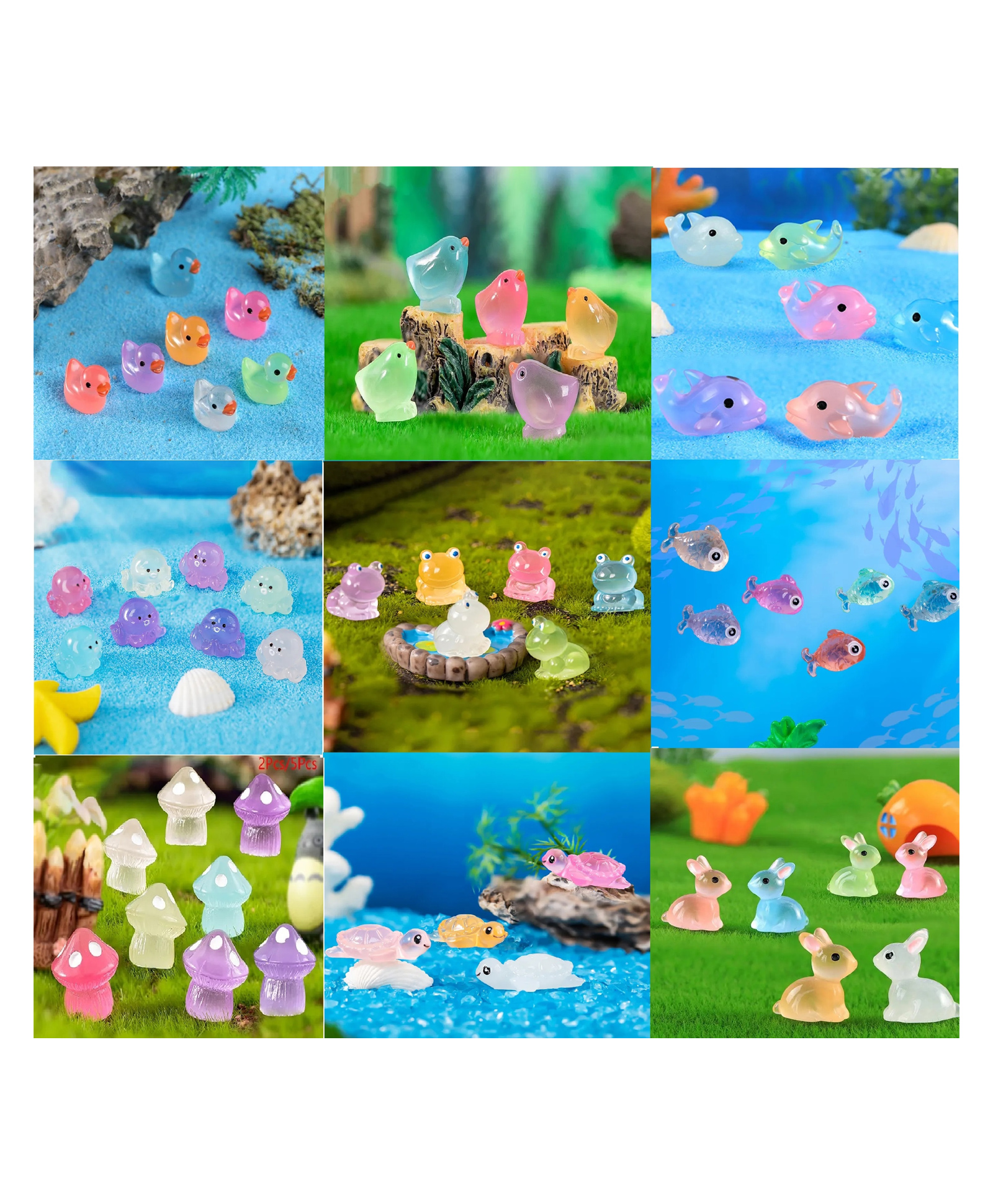 Chocozone Pack of 50 Animal Miniatures Garden Decoration Items Landscape Fairy Garden Décor Home Decorations (Random Designs)-image-16