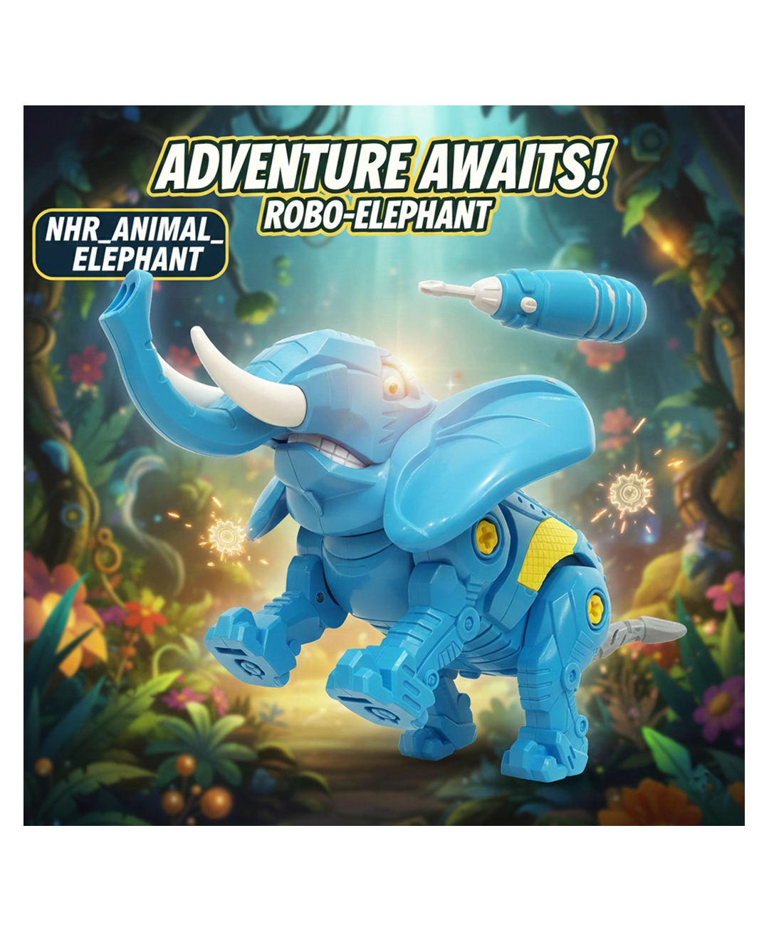 NHR Musical Elephant Toy with Lights & Sound, Cute Animal Toy for Kids, Flashing LED Musical Sound Toy Elephant for Boys & Girls, Fun Educational Animal Toy Gift with Music & Movement-image-22