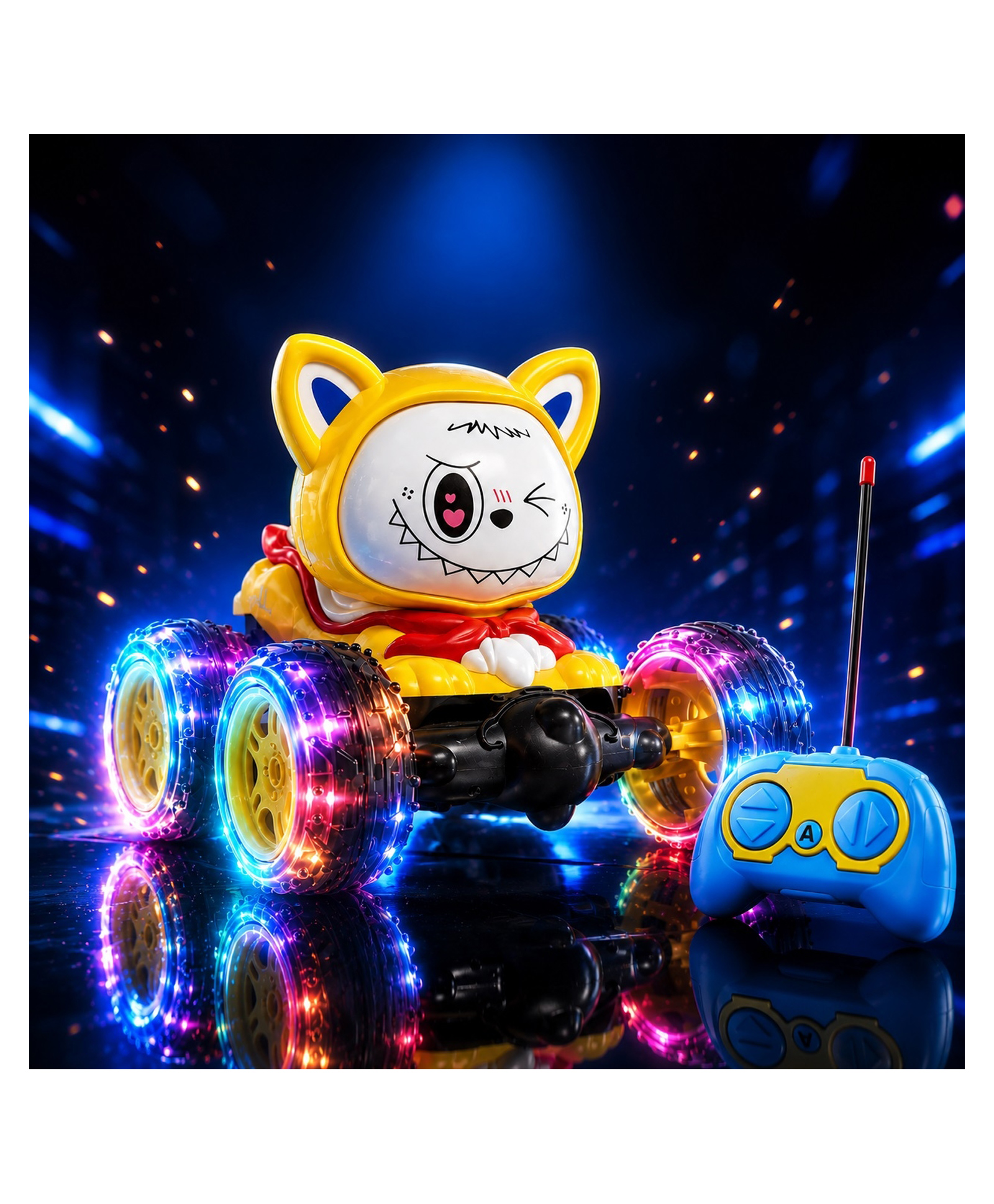 NHR Rechargeable 360° Rotating Stunt Car | LABUBU Dancing Stunt Toy Car with LED Lights & Self-Righting Flip | 3D Spin Action, Wobble Wheels, Kids Racing Car for Kids, Action Toy with Light and Music-image-42