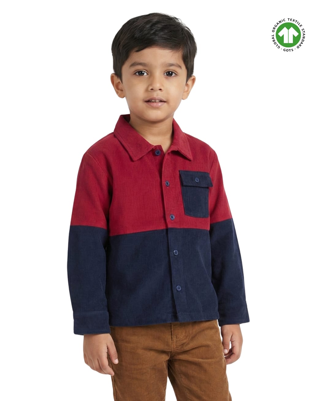 Pranava Organic Cotton Woven Full Sleeves Colour Blocked Shacket - Multi Colour-picture-7