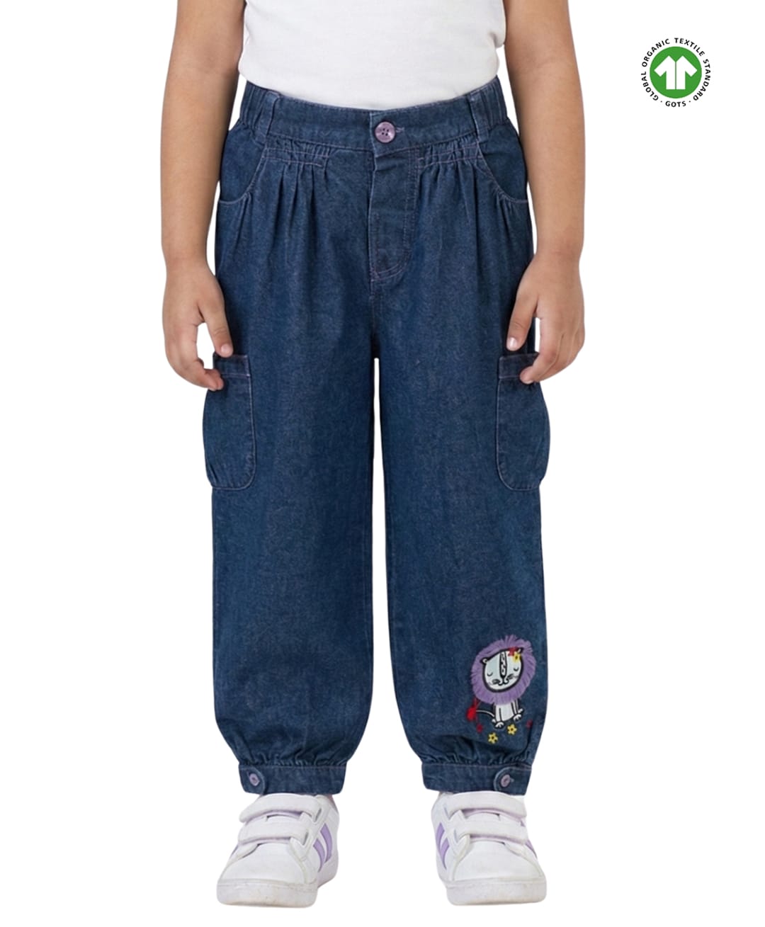 Pranava Organic Cotton Woven Lion Embroidered Pant - Dark Blue-picture-20