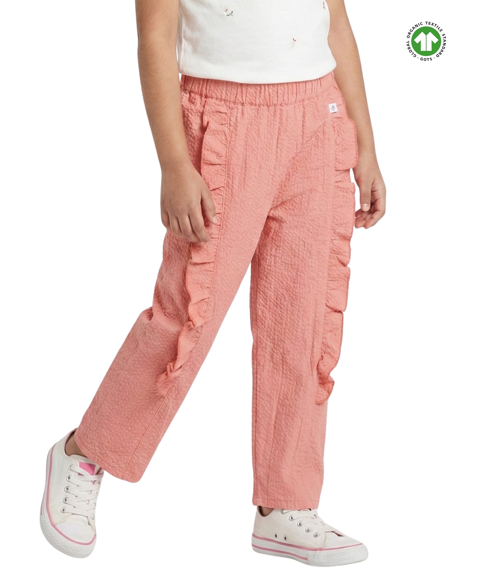 Pranava Organic Cotton Woven Frill Detailed Pant - Peach-picture-19
