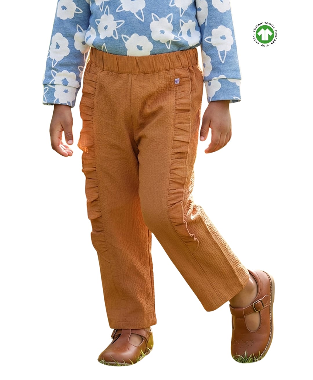 Pranava Organic Cotton Woven Frill Detailed Pant - Marigold-picture-29
