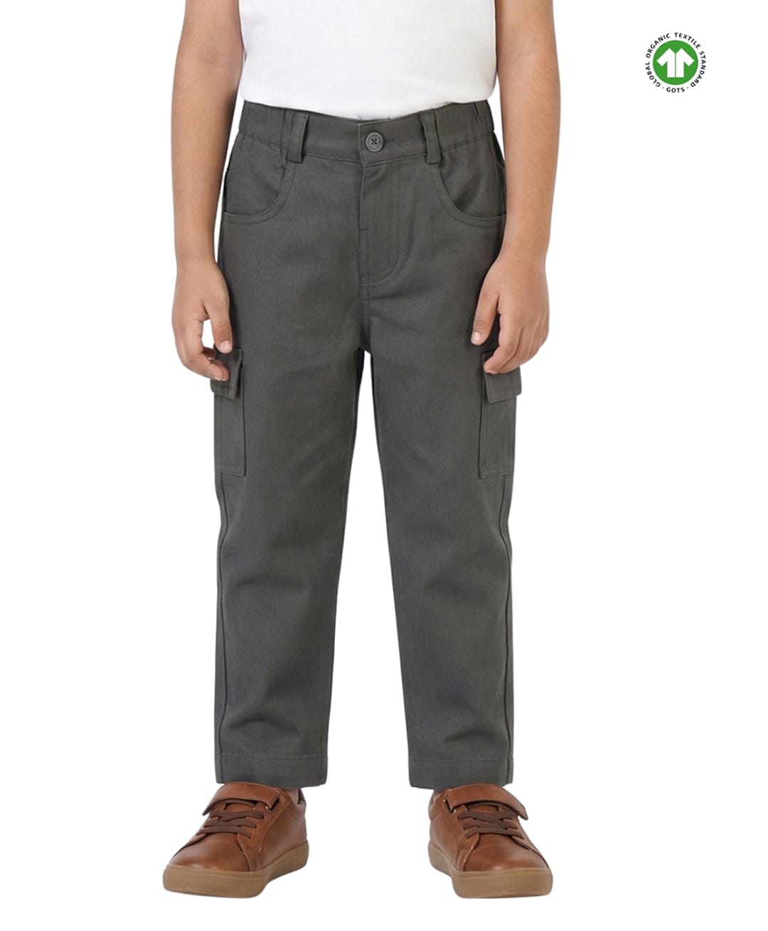 Pranava Organic Cotton Woven Solid Cargo Pants - Dark Grey-picture-16