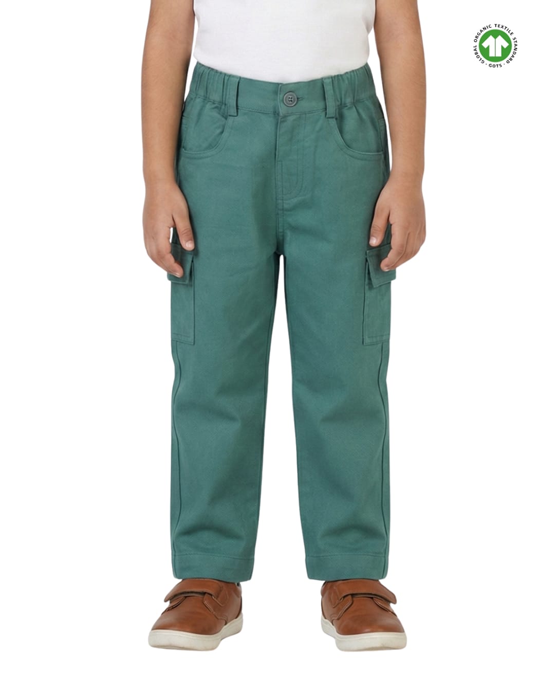 Pranava Organic Cotton Woven Solid Cargo Pants - Green-picture-18