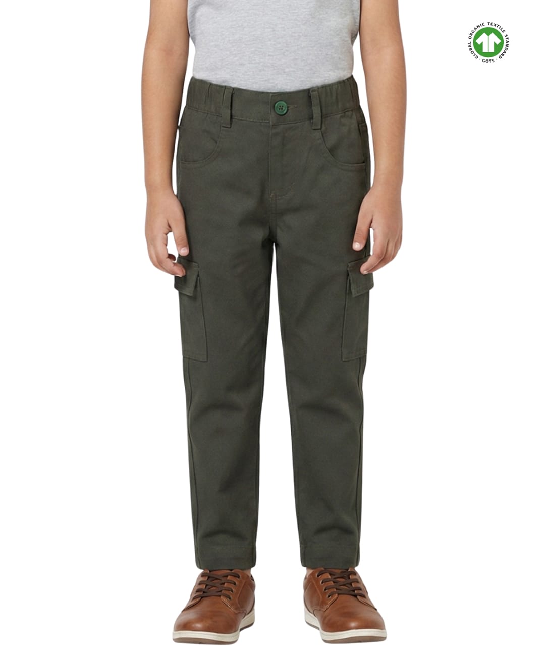 Pranava Organic Cotton Woven Solid Cargo Pants - Olive Green-image-9