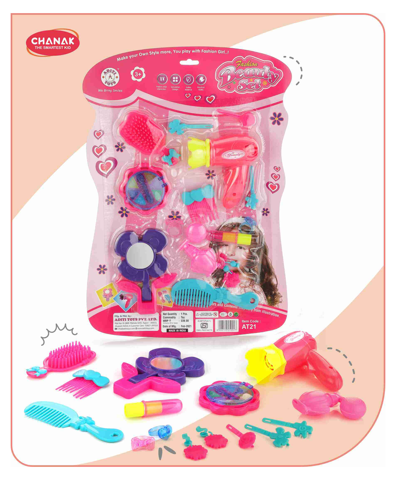 Aditi Toys Pretend Play Beauty Play Set with BIS Approved - Multicolor-picture-12