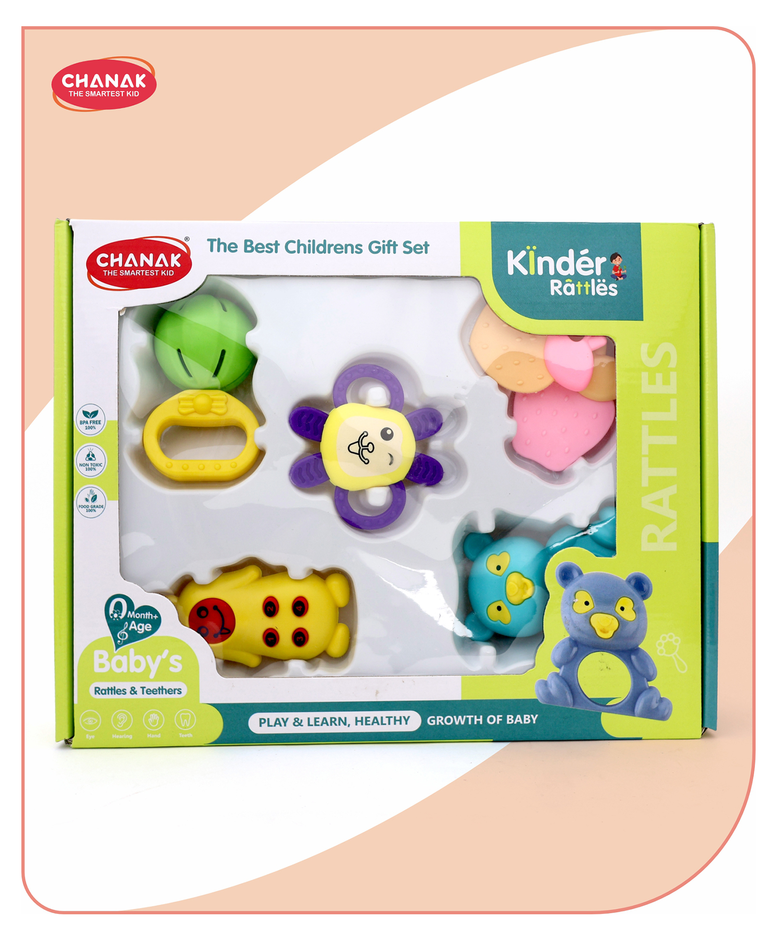 Aditi Toys Kinder Rattle Infant Teething Toy For Babies 6 Pcs Best For Gifting Non-Toxic, BPA Free.-picture-20