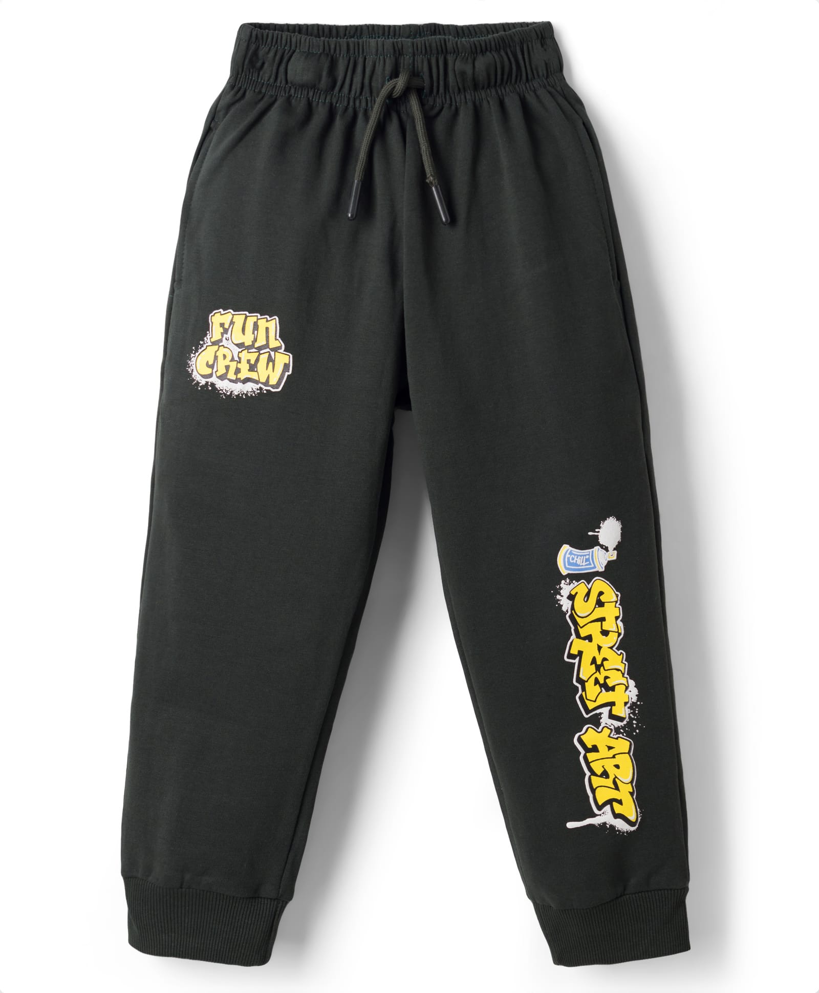 Smarty Boys Sinker Knit Full Length Lounge Pant with Text Print - Olive Green-picture-22