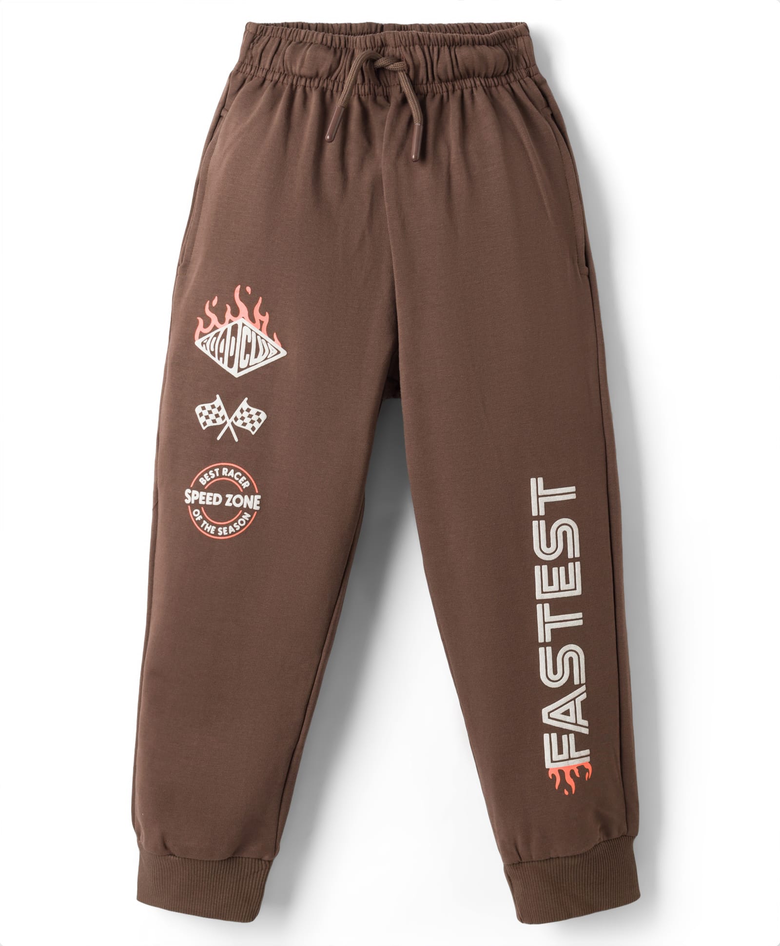 Smarty Boys Sinker Knit Full Length Lounge Pant with Text Print - Brown-picture-13