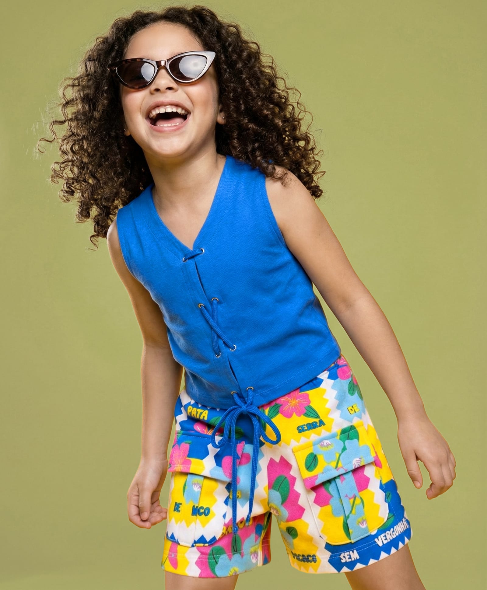 Ollington St. Knit Sleeveless Top & Shorts Set With Floral Print - Royal Blue & Multicolour-picture-25
