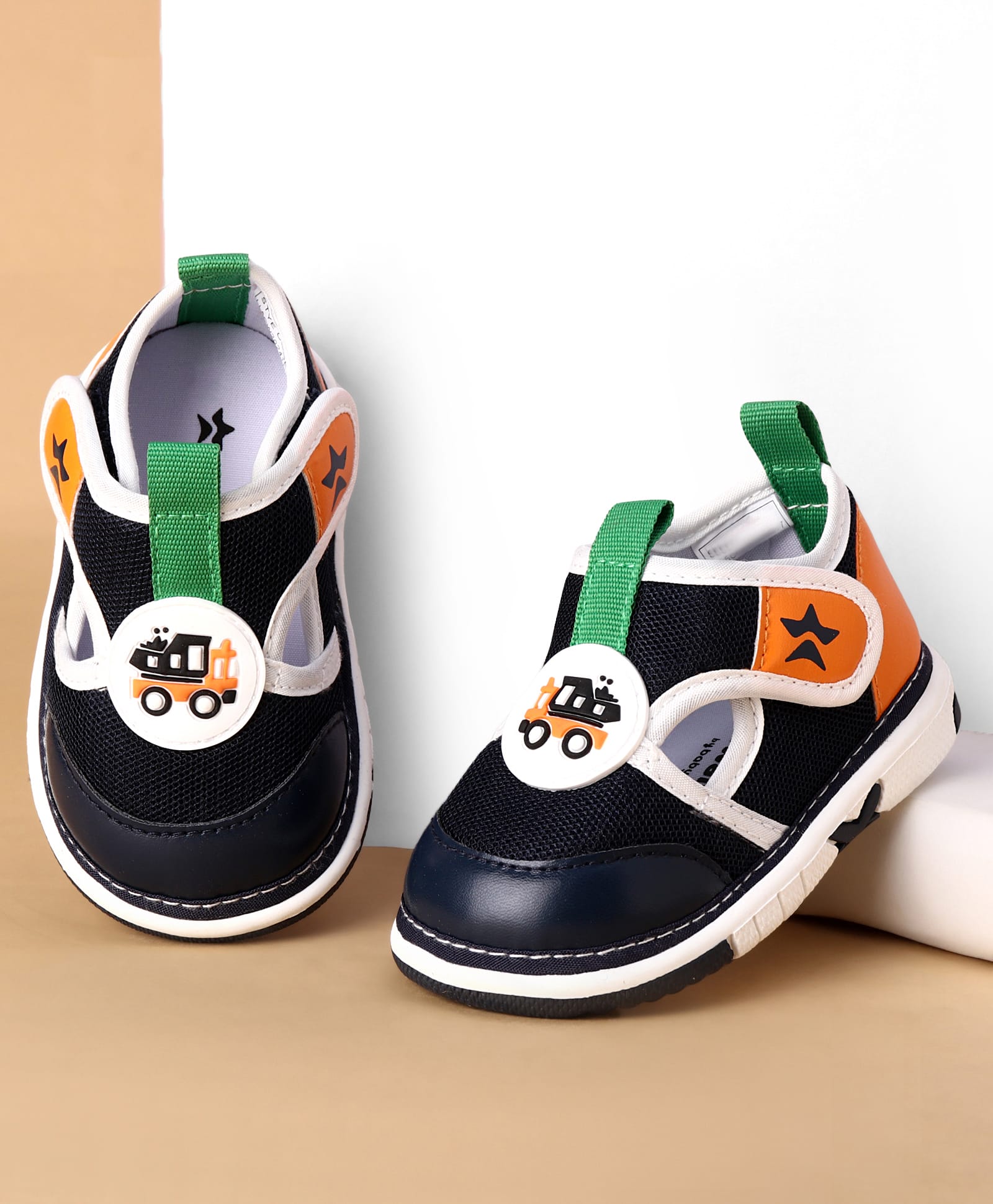 Cute Walk by Babyhug Velcro Closure Casual Shoes With Truck Applique - Navy Blue-image-44