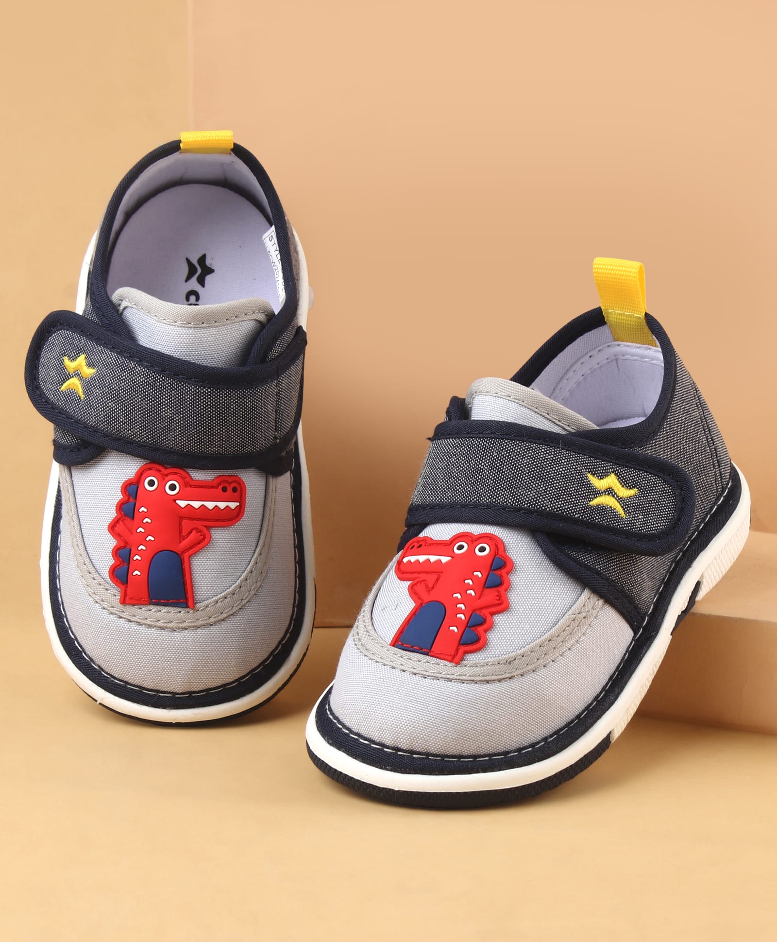 Cute Walk by Babyhug Casual Shoes With Dino Applique & Velcro Closure - Grey-image-47