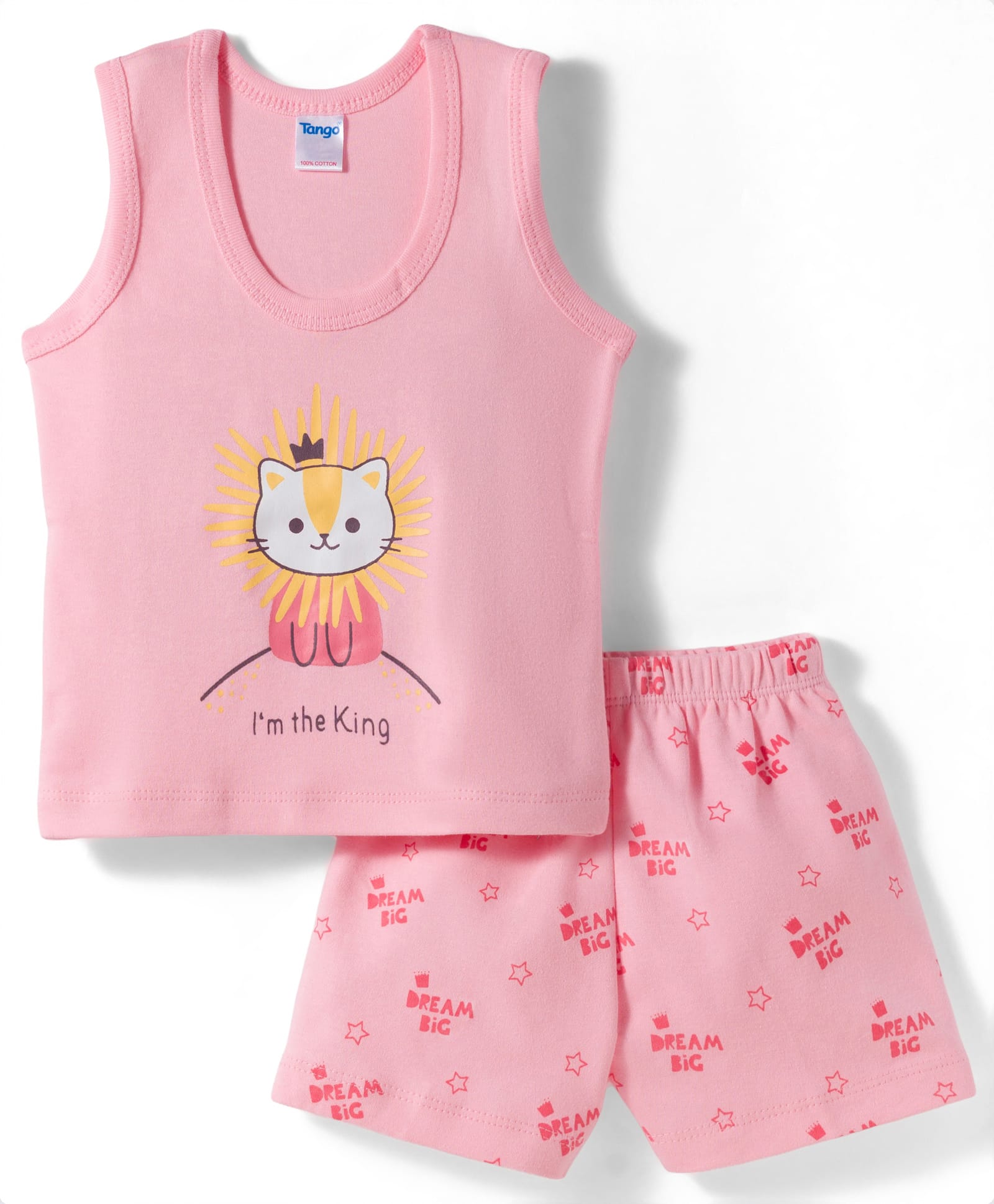 Tango Interlock knit Sleeveless Inner Wear Set With Cat Print - Pink-image-32