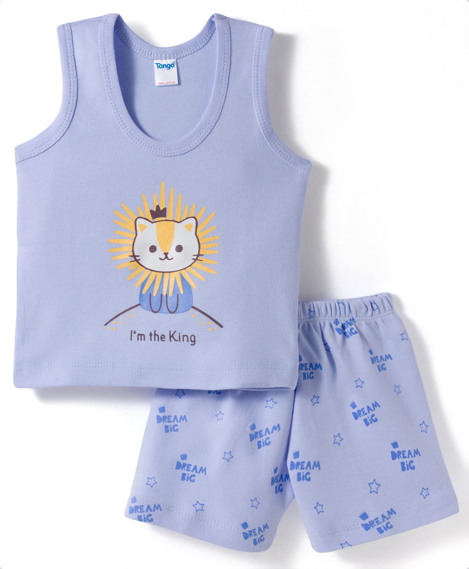 Tango Interlock knit Sleeveless Inner Wear Set With Cat Print - Light Blue-image-18