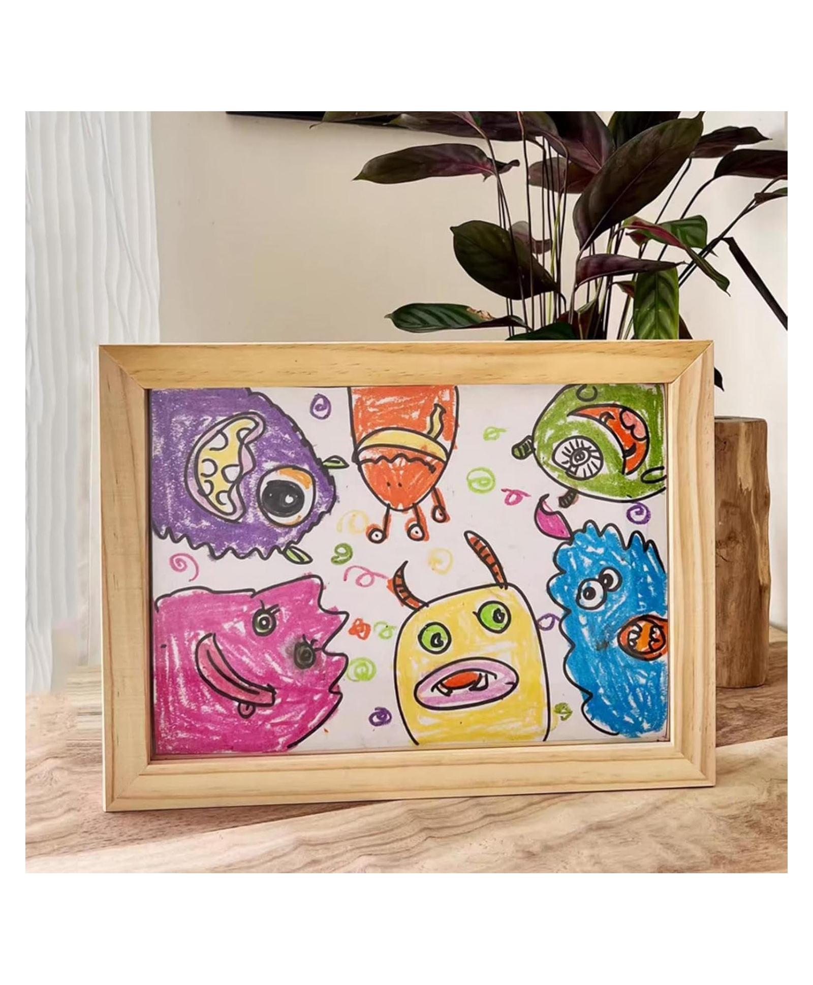 Kids Clap Patented Magnetic Kids Artwork Frame with Storage Changeable Front-Holds 100+ Drawings 10x13 inch Children's Art Display for Wall or Tabletop Playroom Wall Decor (Pine Wood) Pack of 1-picture-10