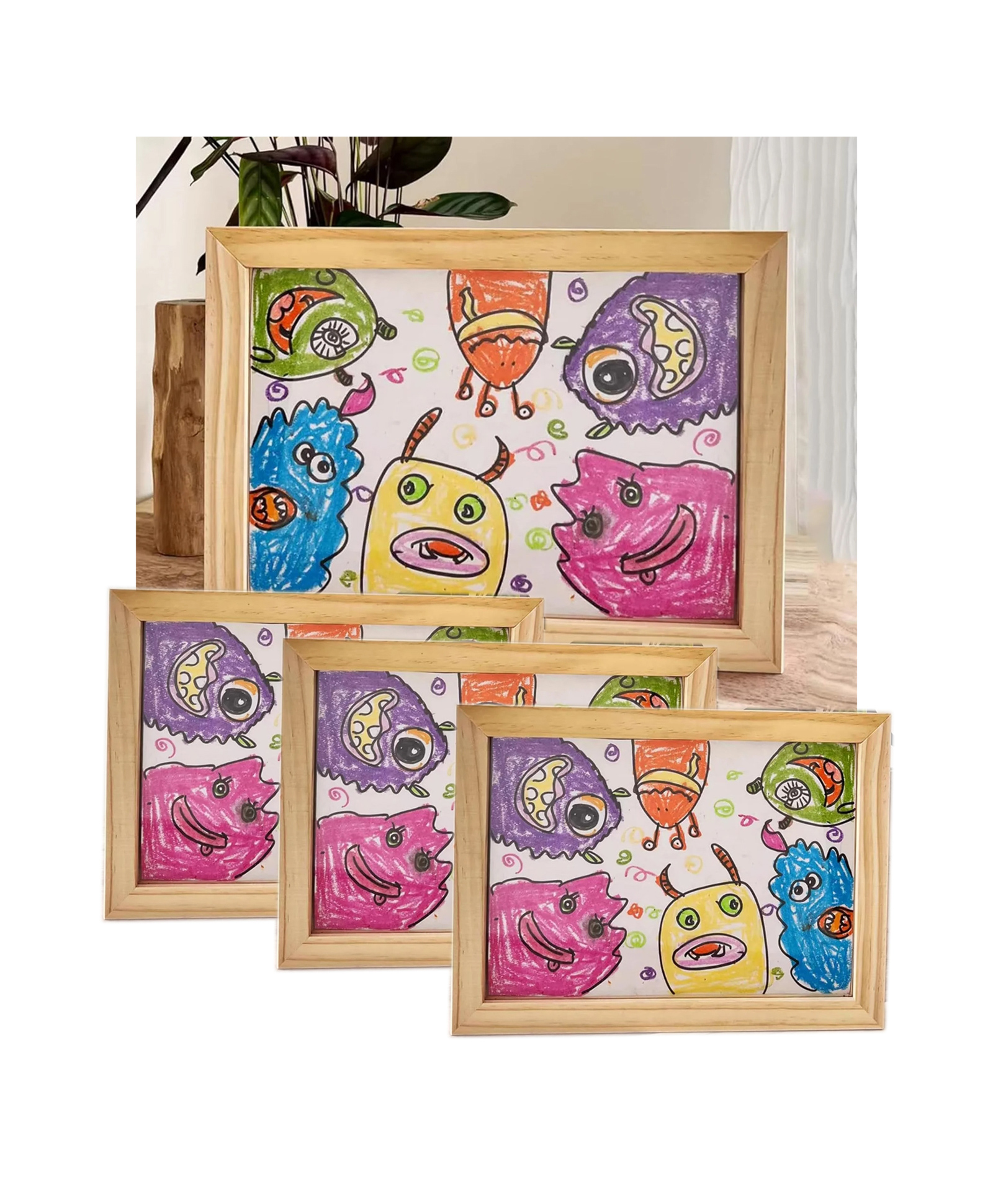 Kids Clap Patented Magnetic Kids Artwork Frame with Storage Changeable Front-Opening Art Frame | Pack of 4 | Size 10 x 13 Inches | Age 3 Years+-image-2