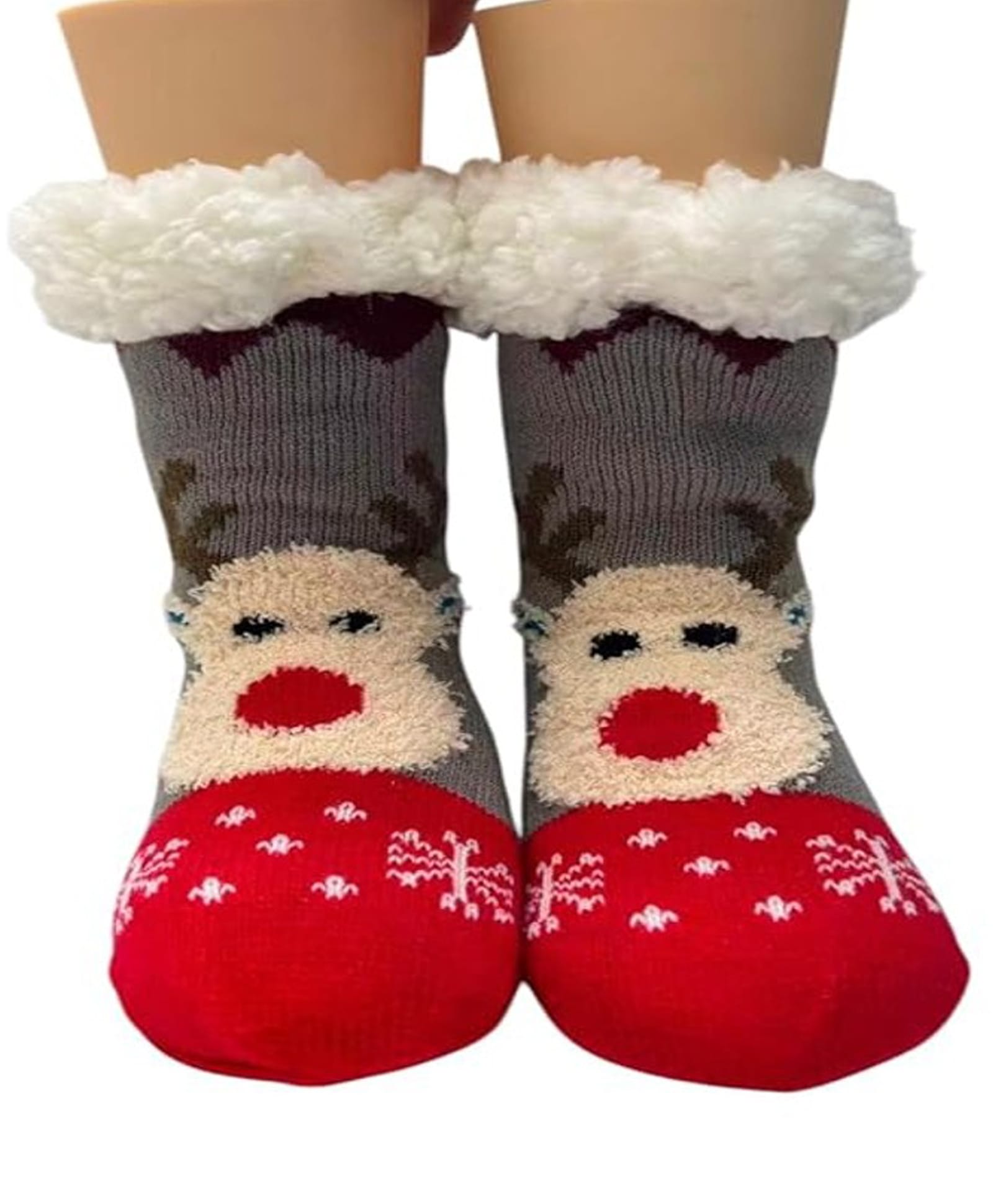 Butterthief Christmas Theme Reindeer Designed Non Skid Thermal Winter Socks - Dark Grey-image-32